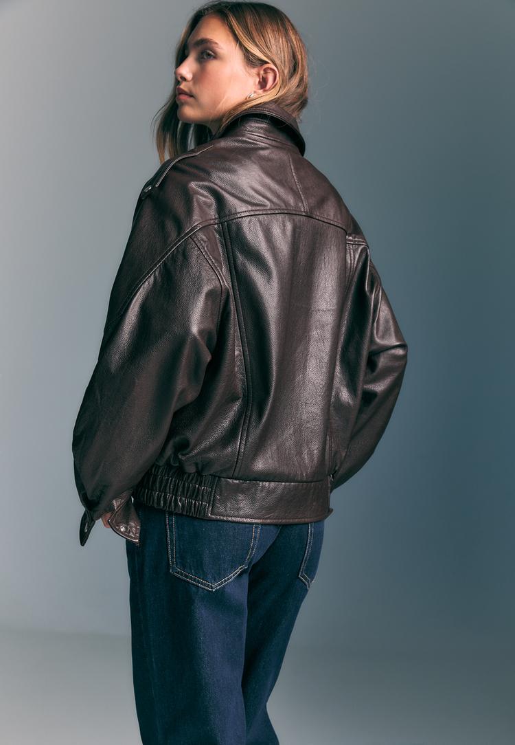 cazadora oversize piel