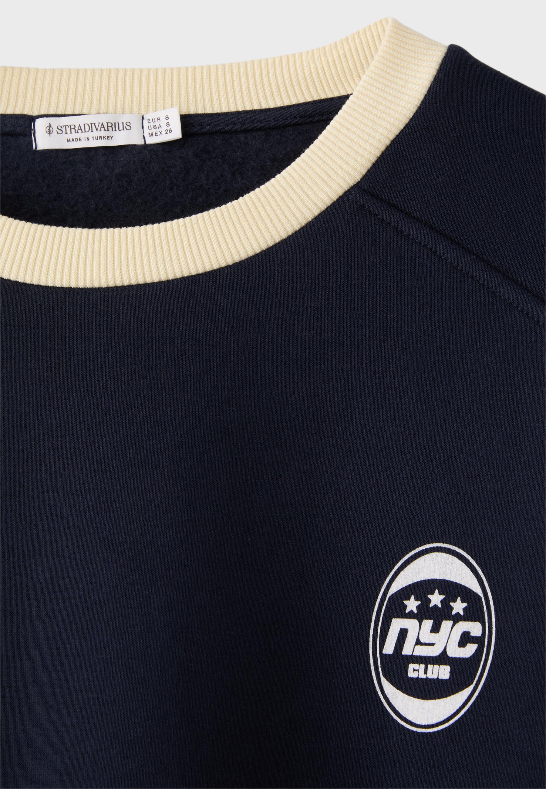Contrast collar sweatshirt — Navy blue