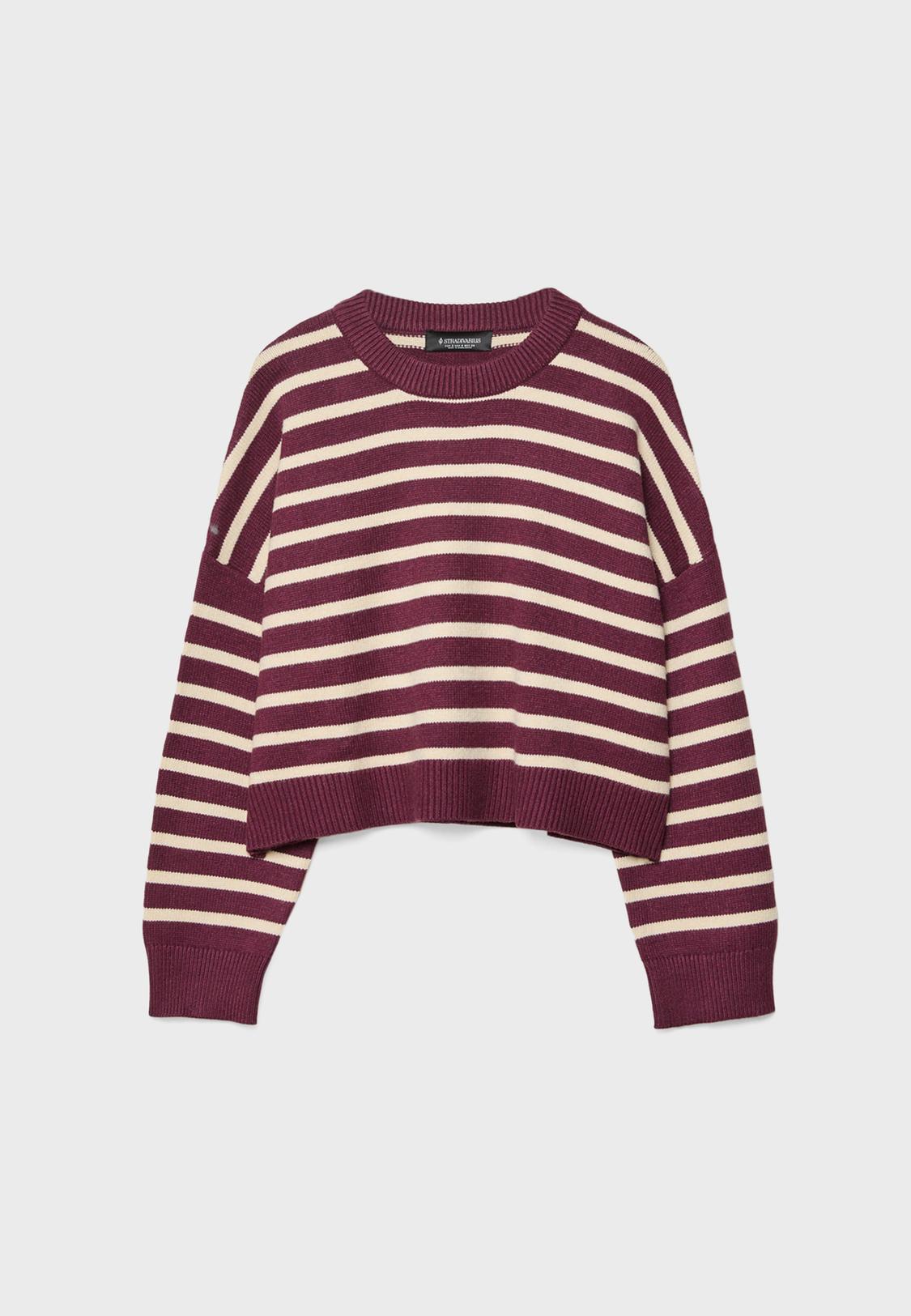 Maglia crop a righe in maglia