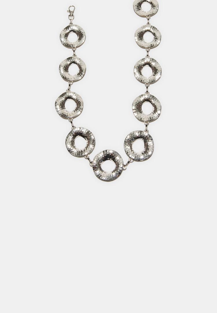 Stradivarius Stradivarius Μεταλλική Ζώνη Με Στρογγυλά Γκρι S