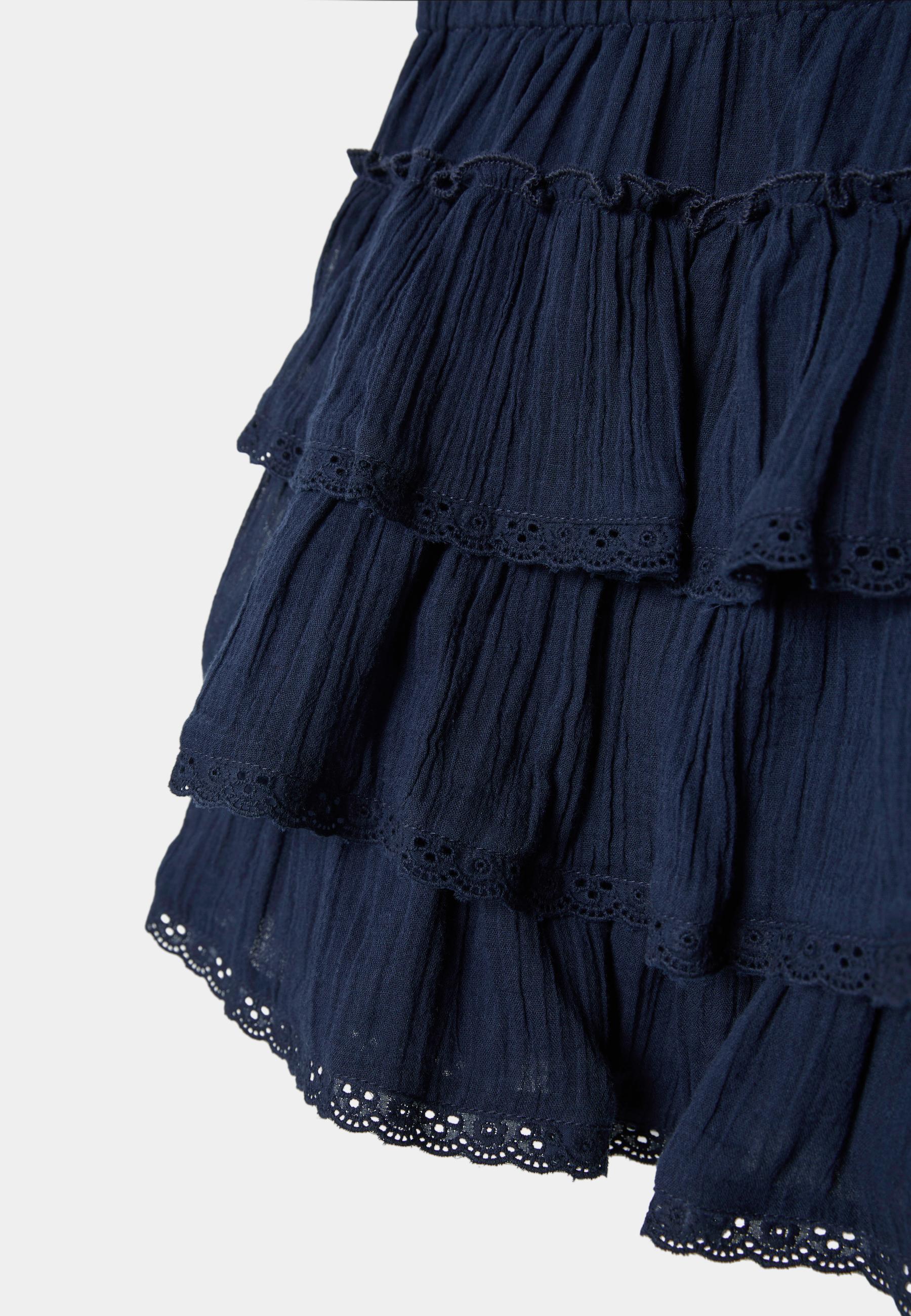 Ruffled crinkle-effect skort — Navy blue