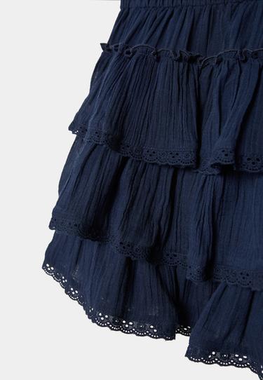 Ruffled crepe skort — Navy blue 9