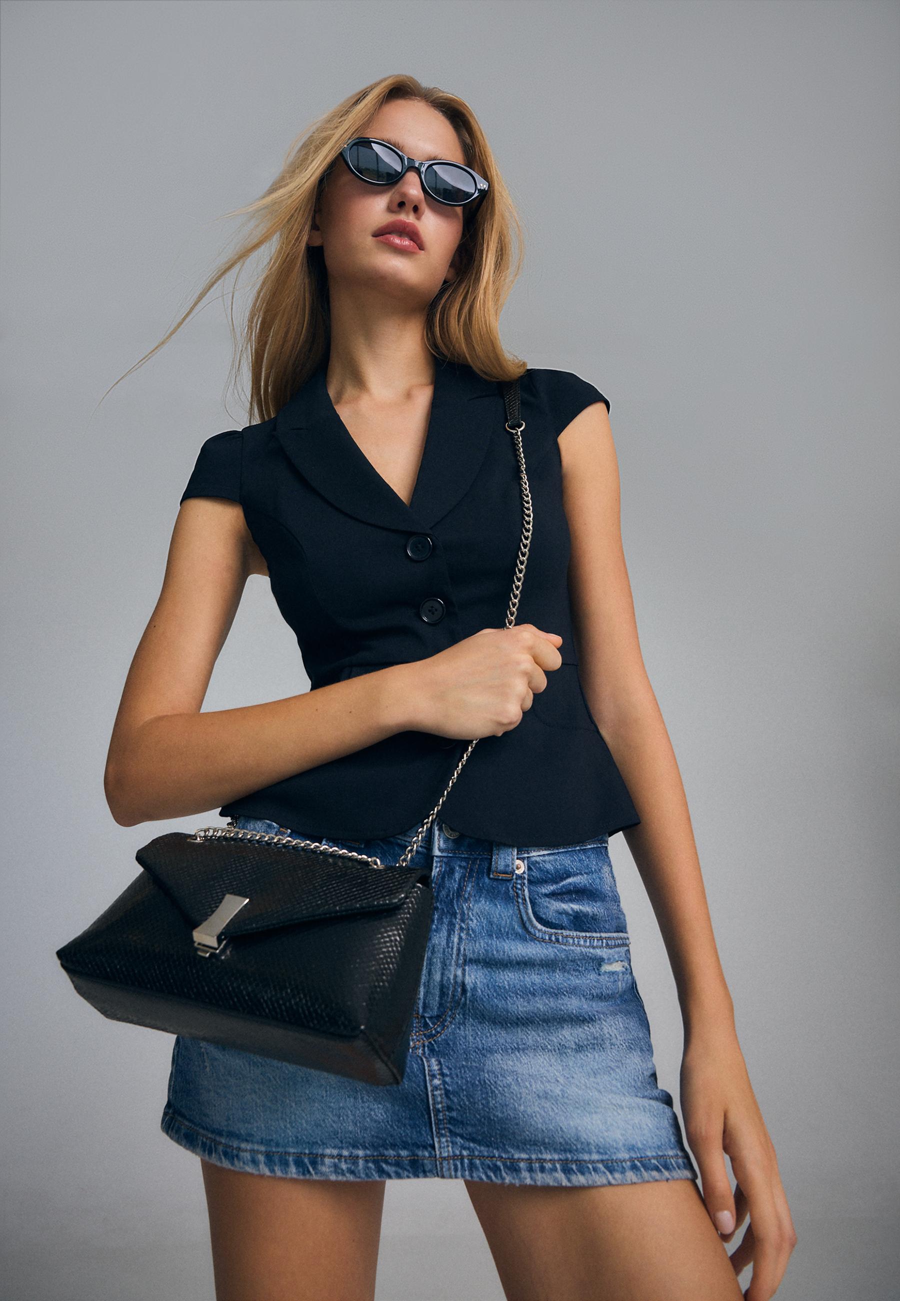 Snakeskin print crossbody bag — Black