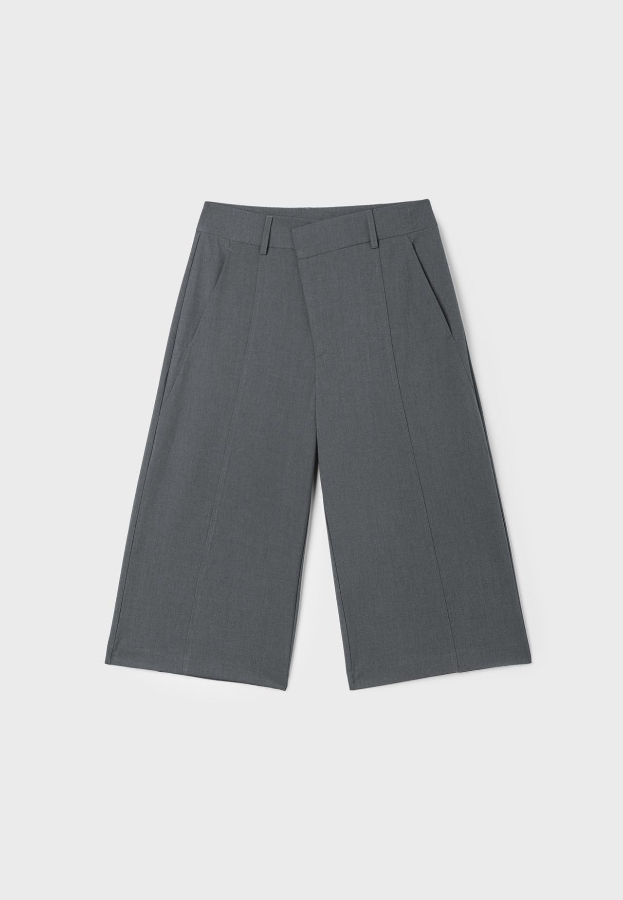 Cross-waist smart Bermuda shorts — Dark grey