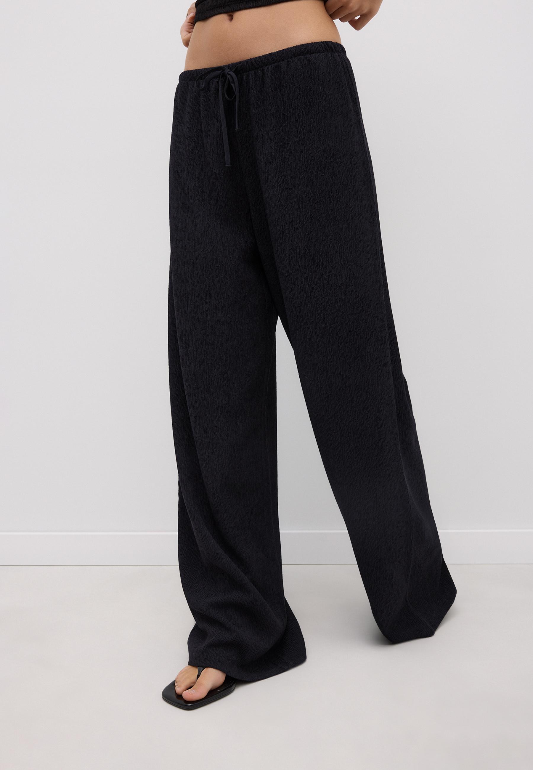 Kırışık görünümlü straight fit pantolon - Görsel 2