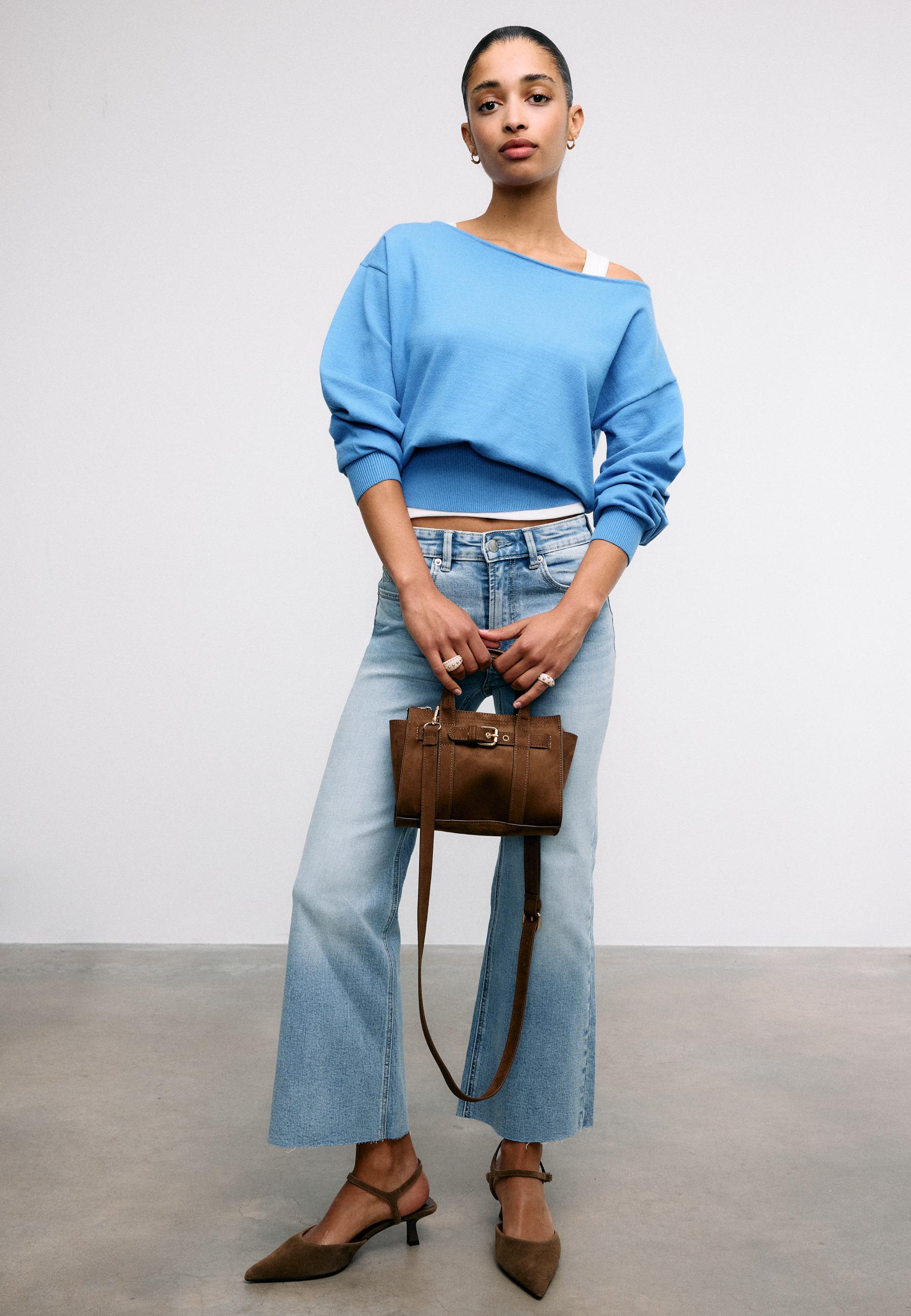Mini tote bag with buckle — Brown
