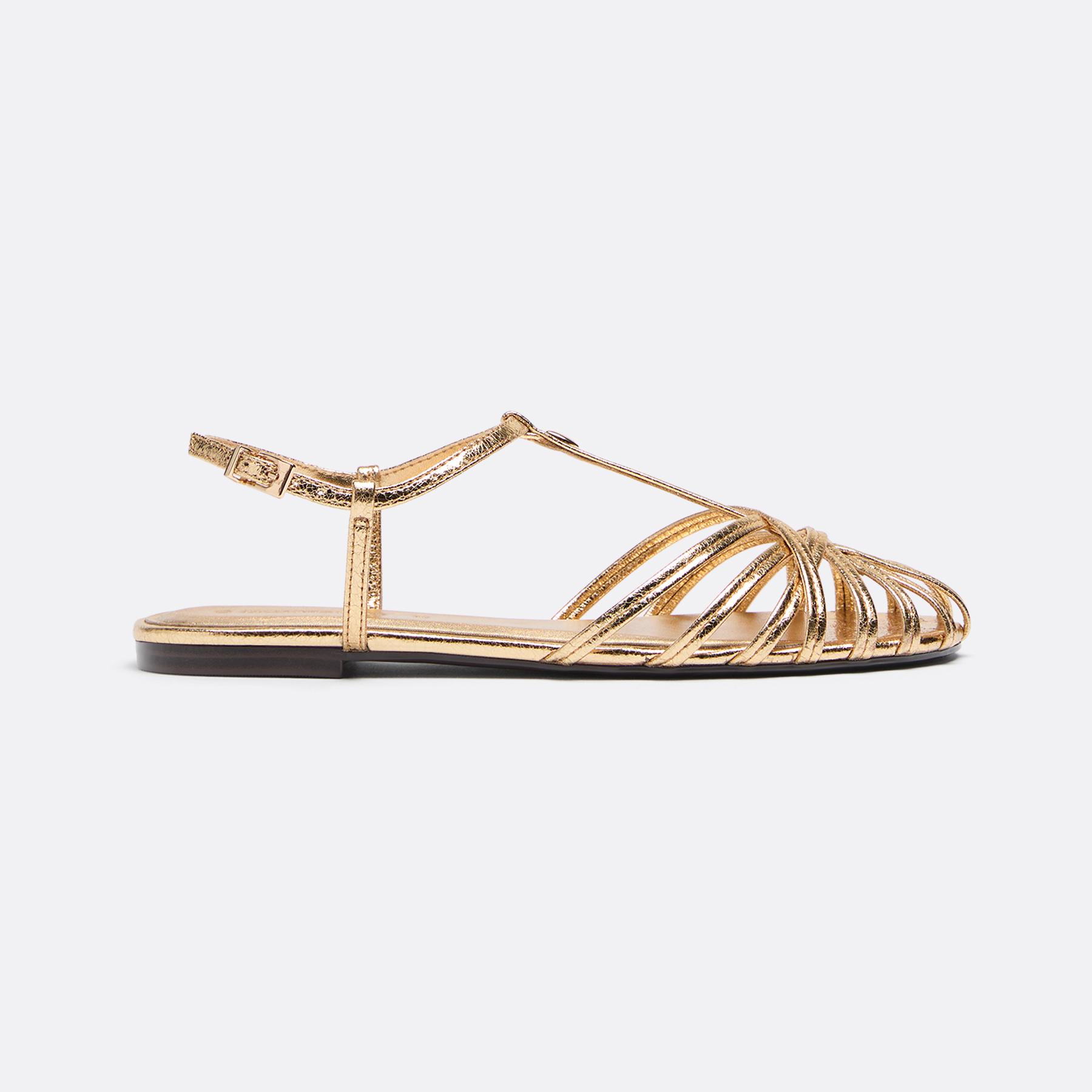 Thin-sole cage sandals — GOLD