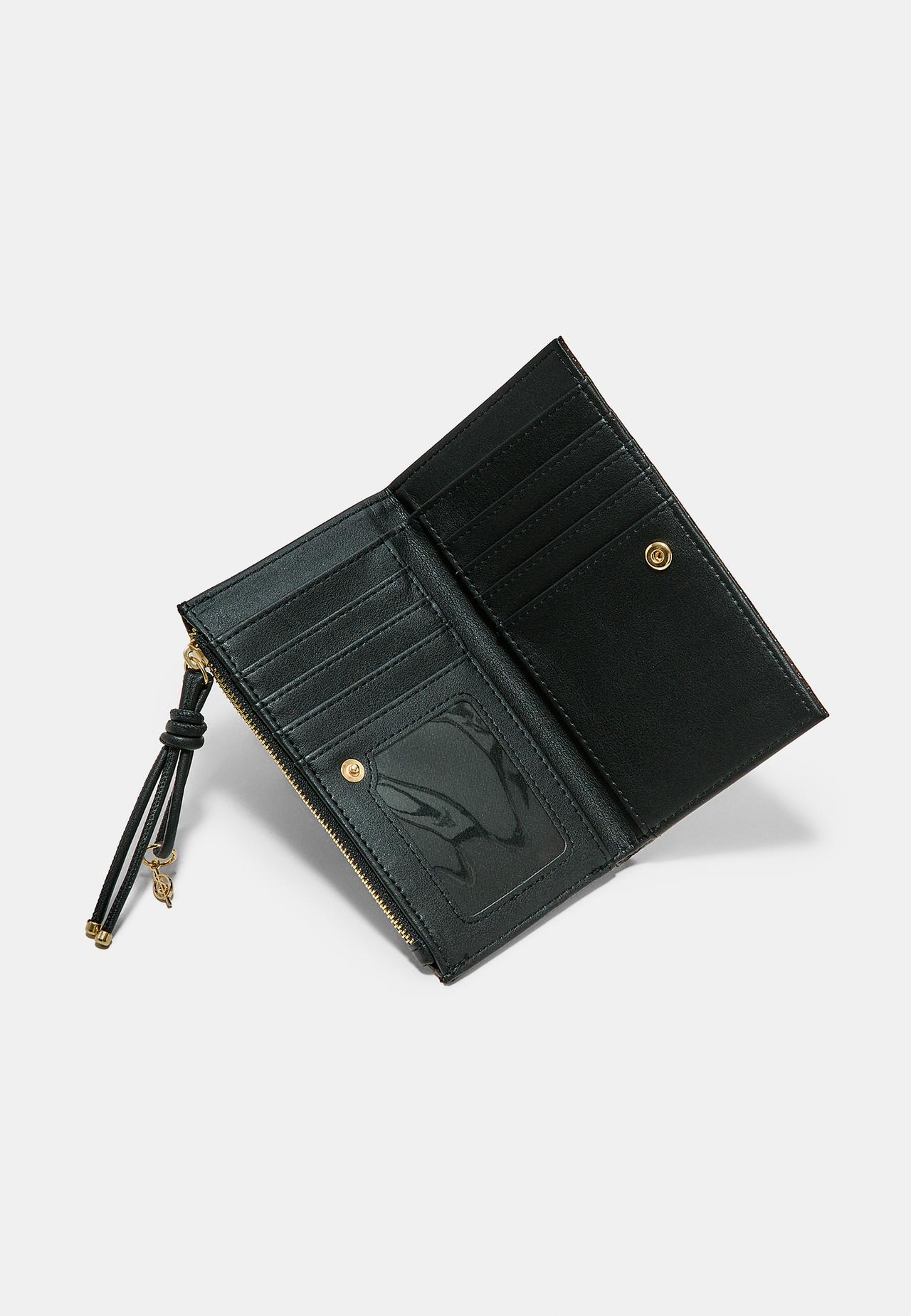 Compact snakeskin print wallet — Brown