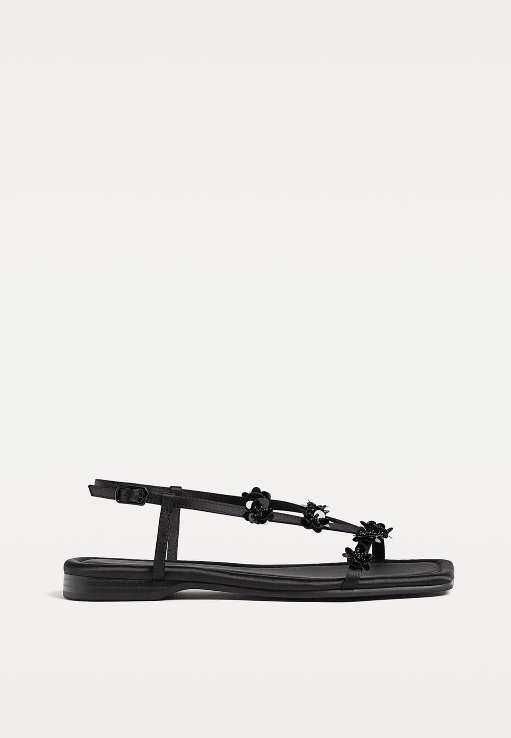 Flat floral sandals