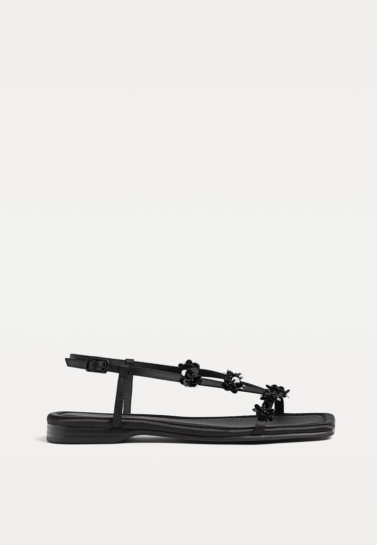 sandalias planas florecitas