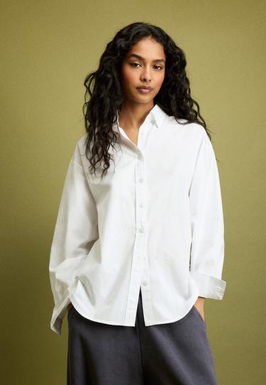 Adjustable regular poplin shirt — White 3