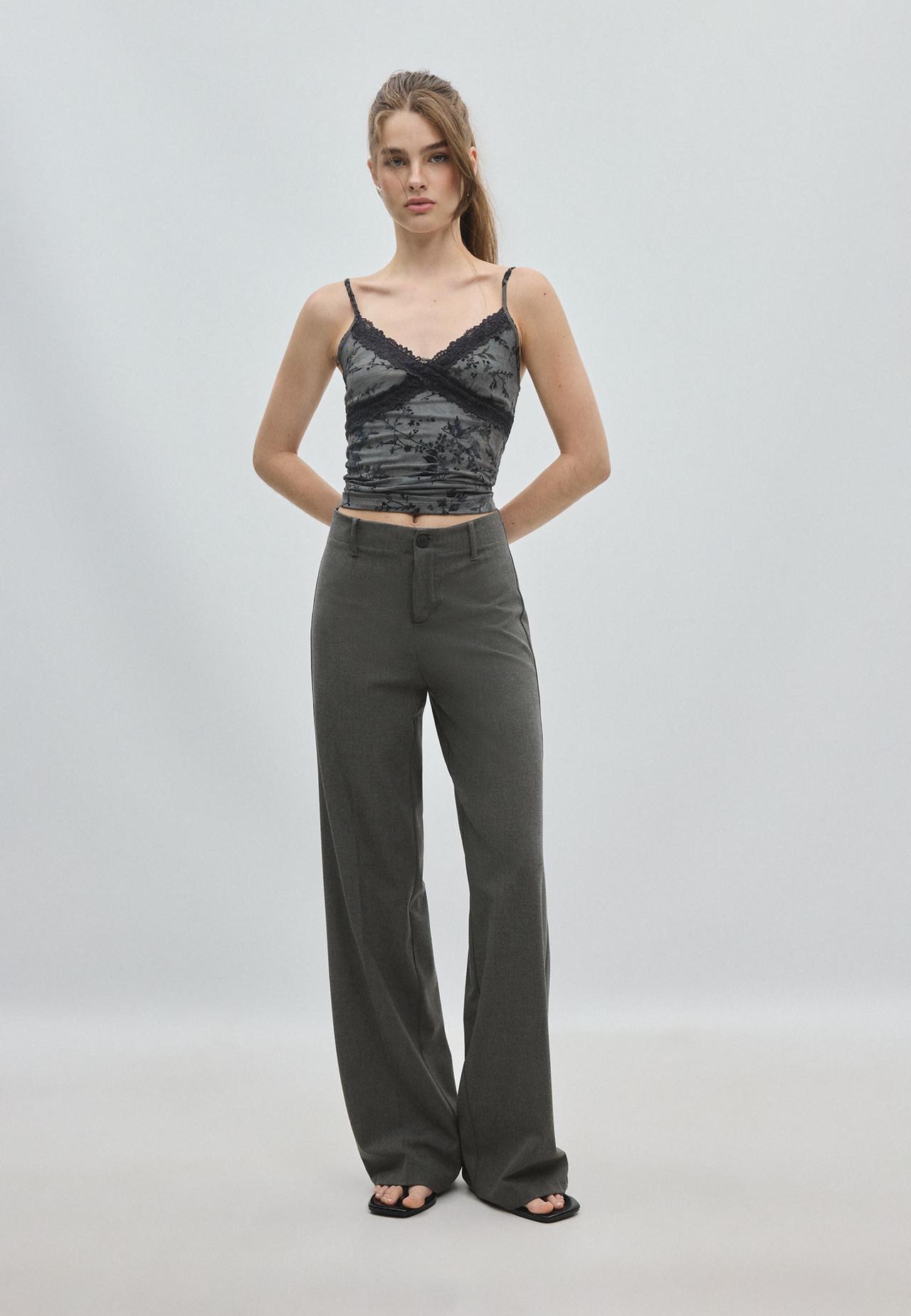 Wide-leg trousers — Dark grey