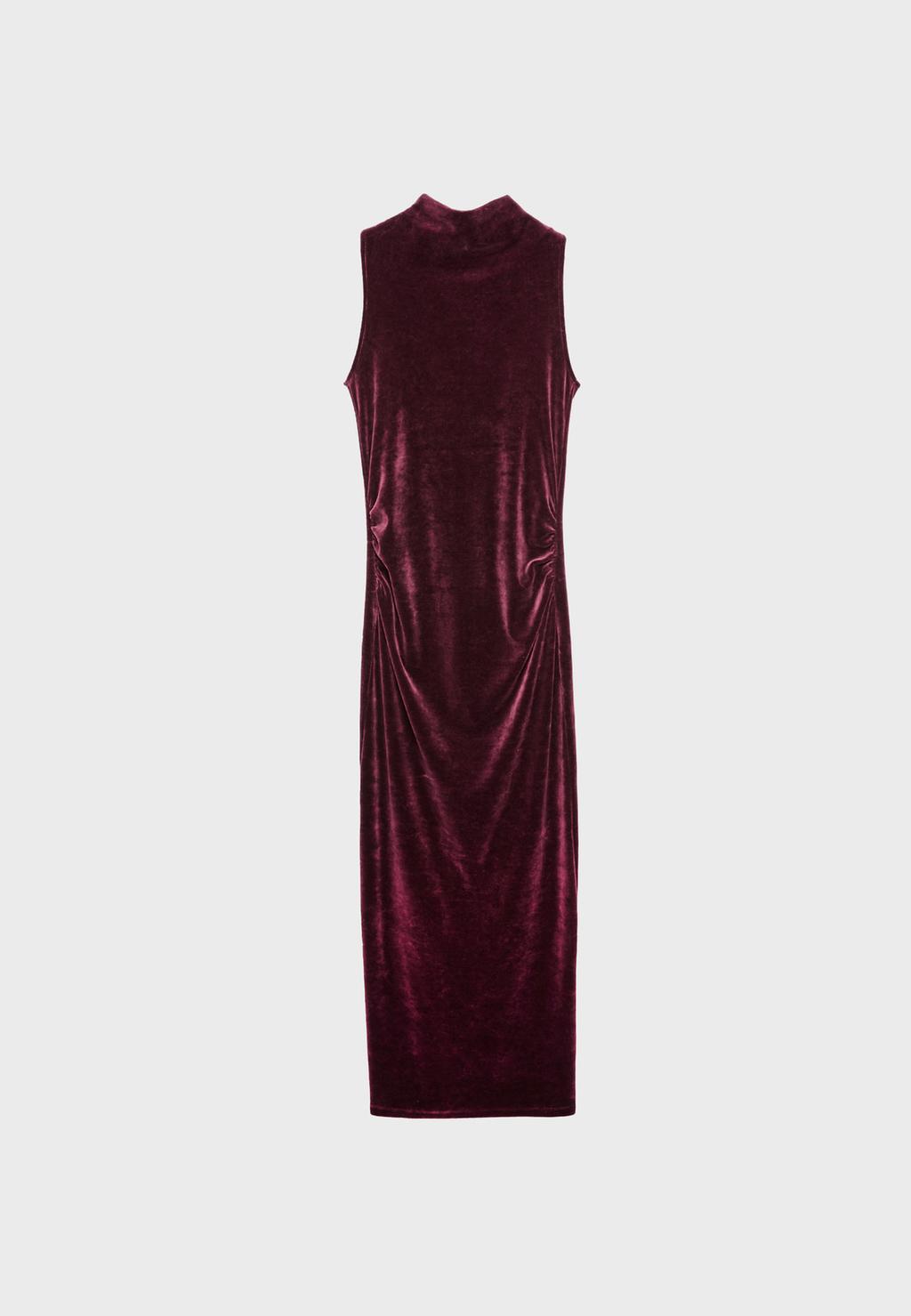 Robe midi sans manches en velours