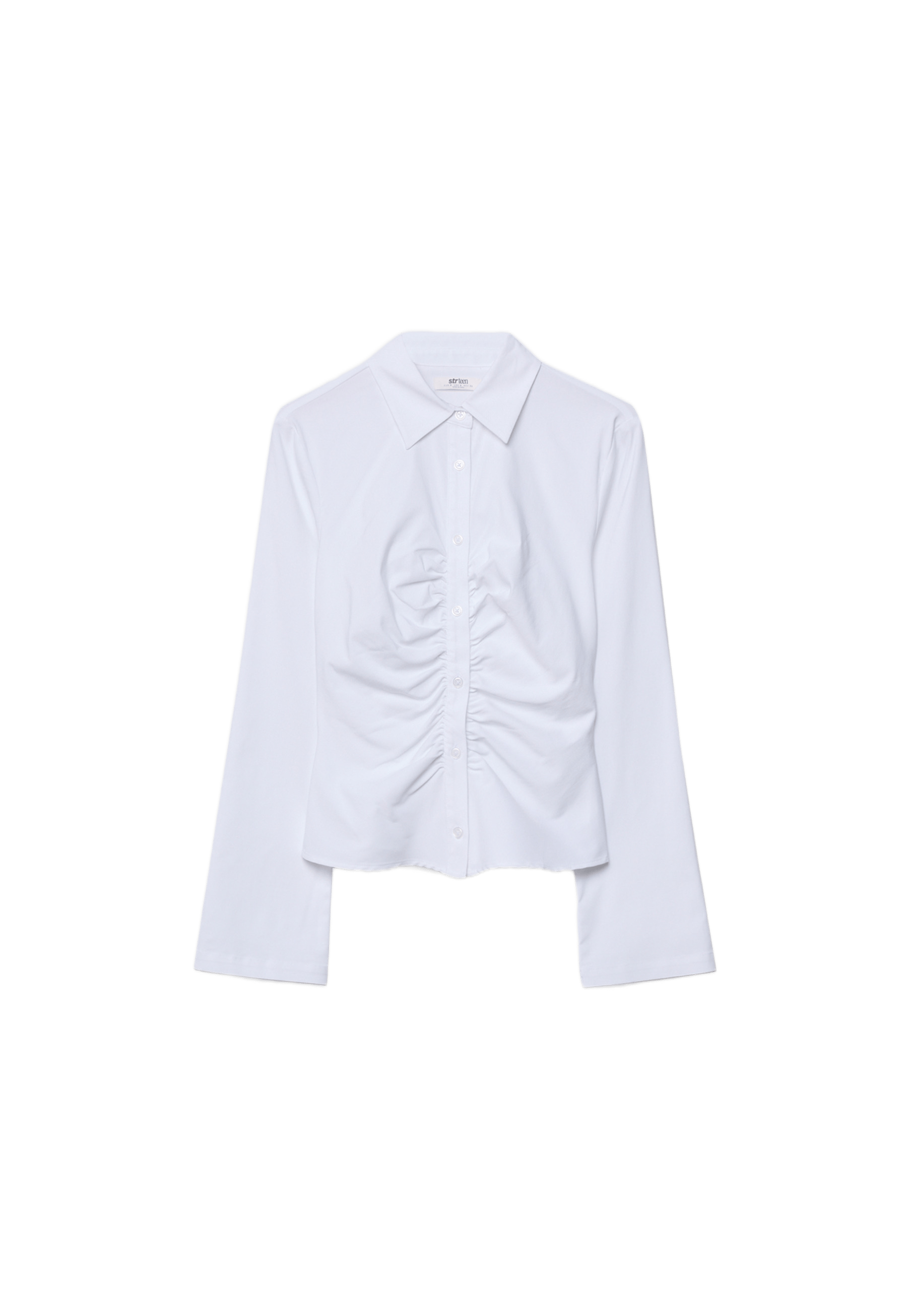 Plain gathered shirt — White