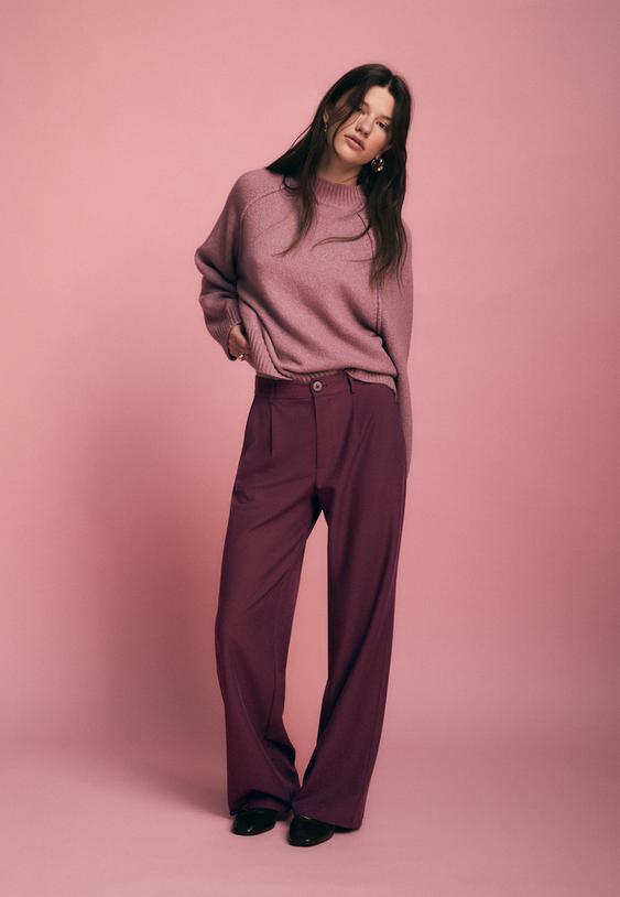 pantalon recto efecto lino