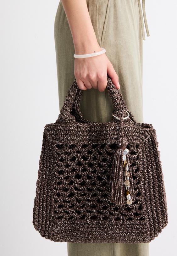 bolso tote crochet hilo metalizado