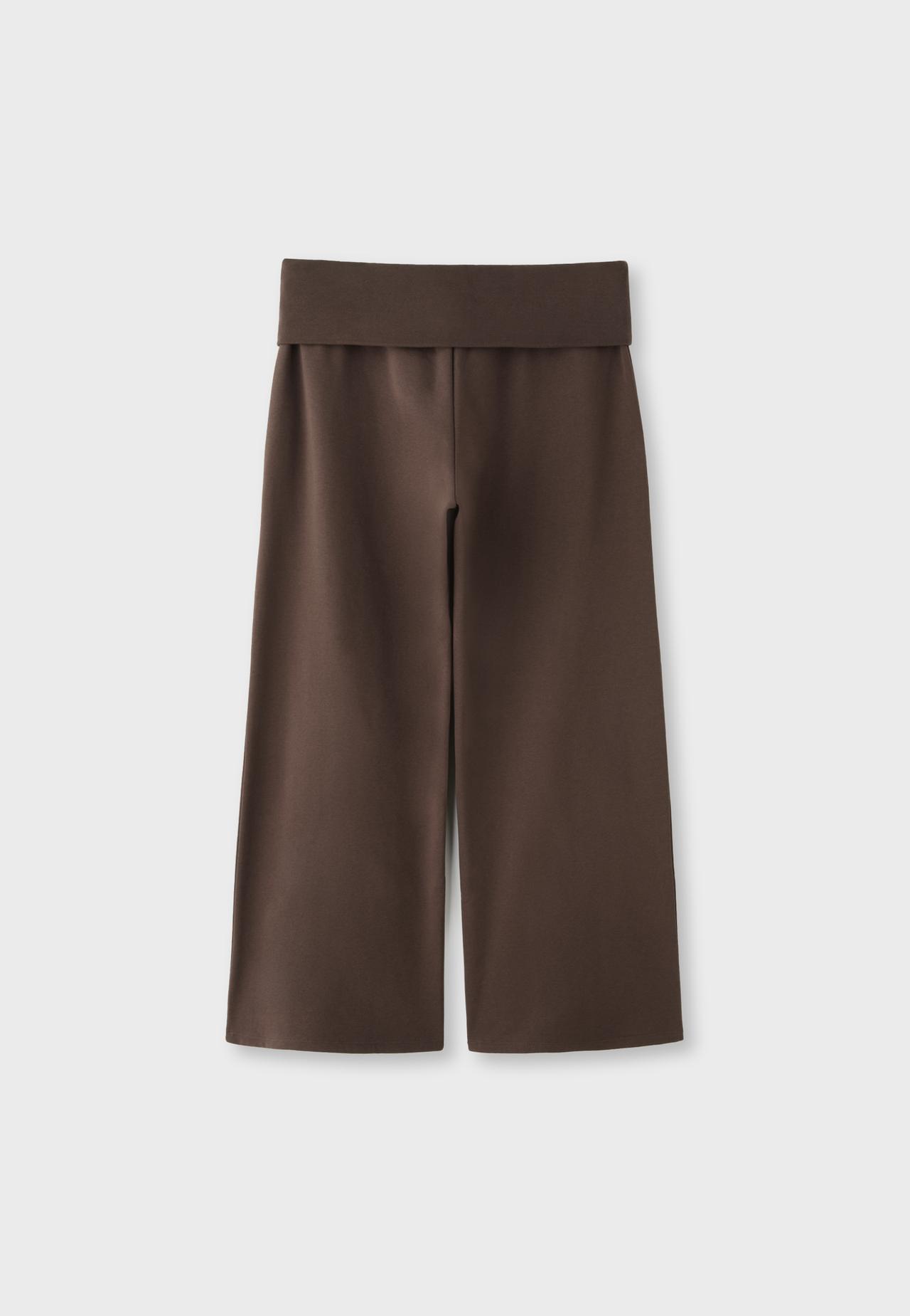 Straight-leg fold-over waistband joggers — Brown
