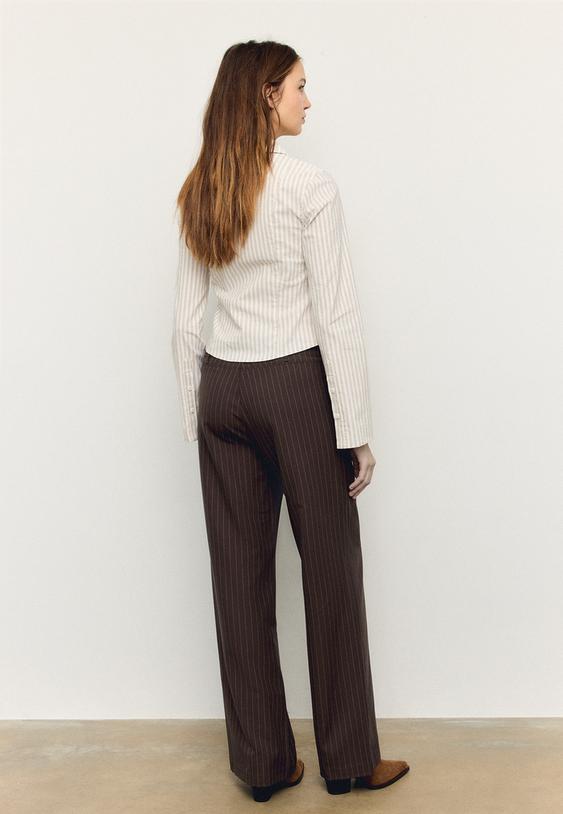 Stradivarius Slim Fit Straight Trousers Brown 12