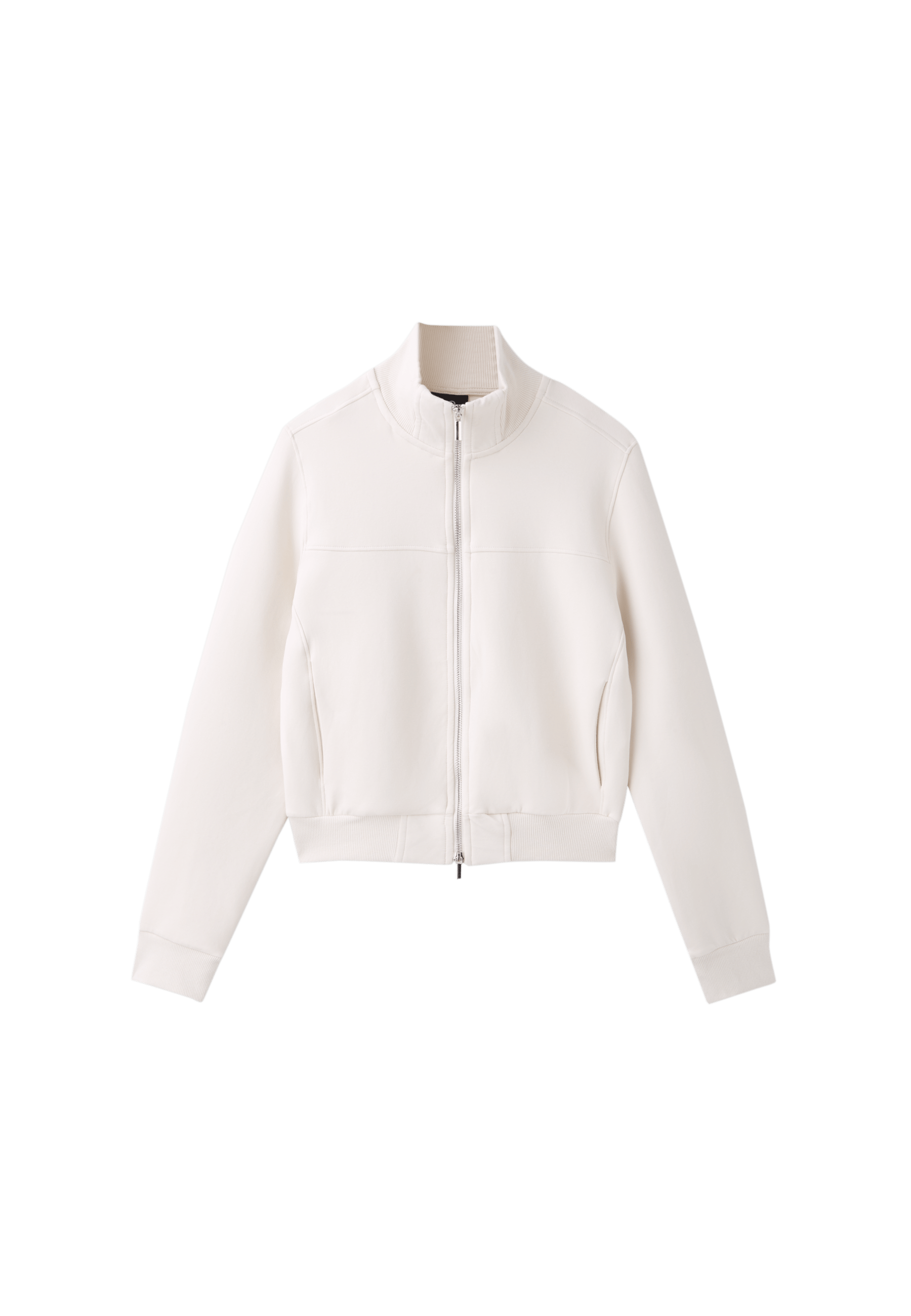 B09 Cropped High-Neck Zip-Up Sweatshirt — Vanilla