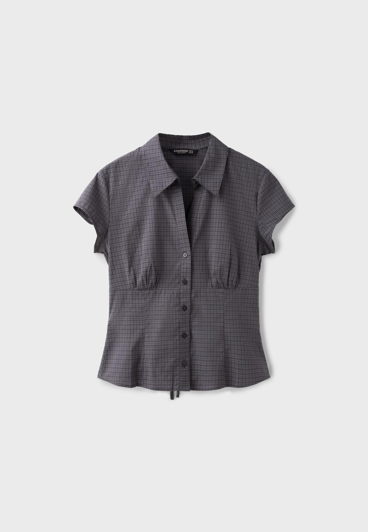 Short sleeve empire line shirt — Dark grey