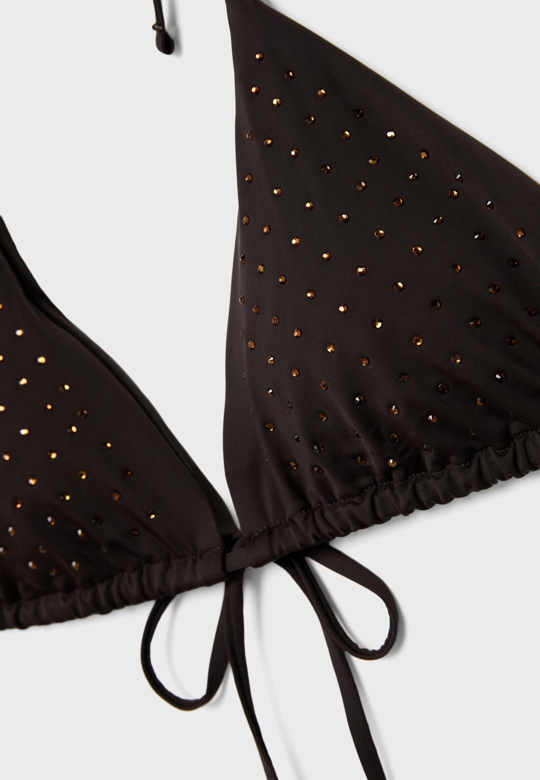 Shimmery triangle bikini top — Brown