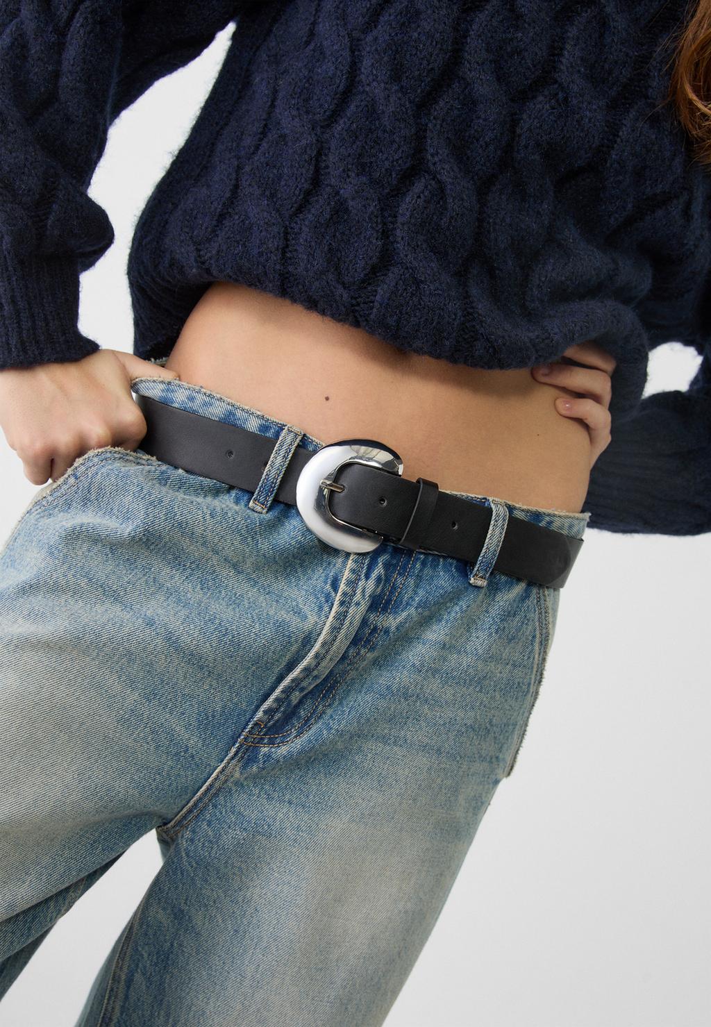 Belt with moon buckle