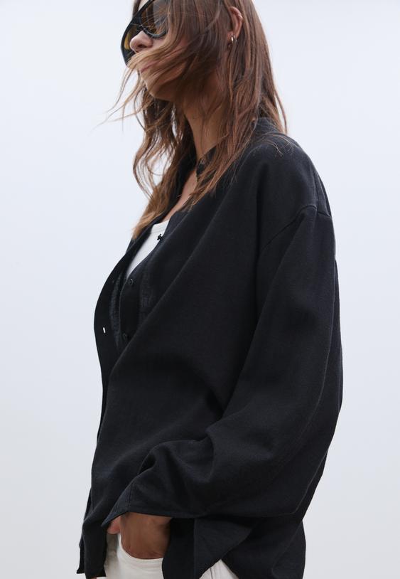 camisa fluida efecto lino