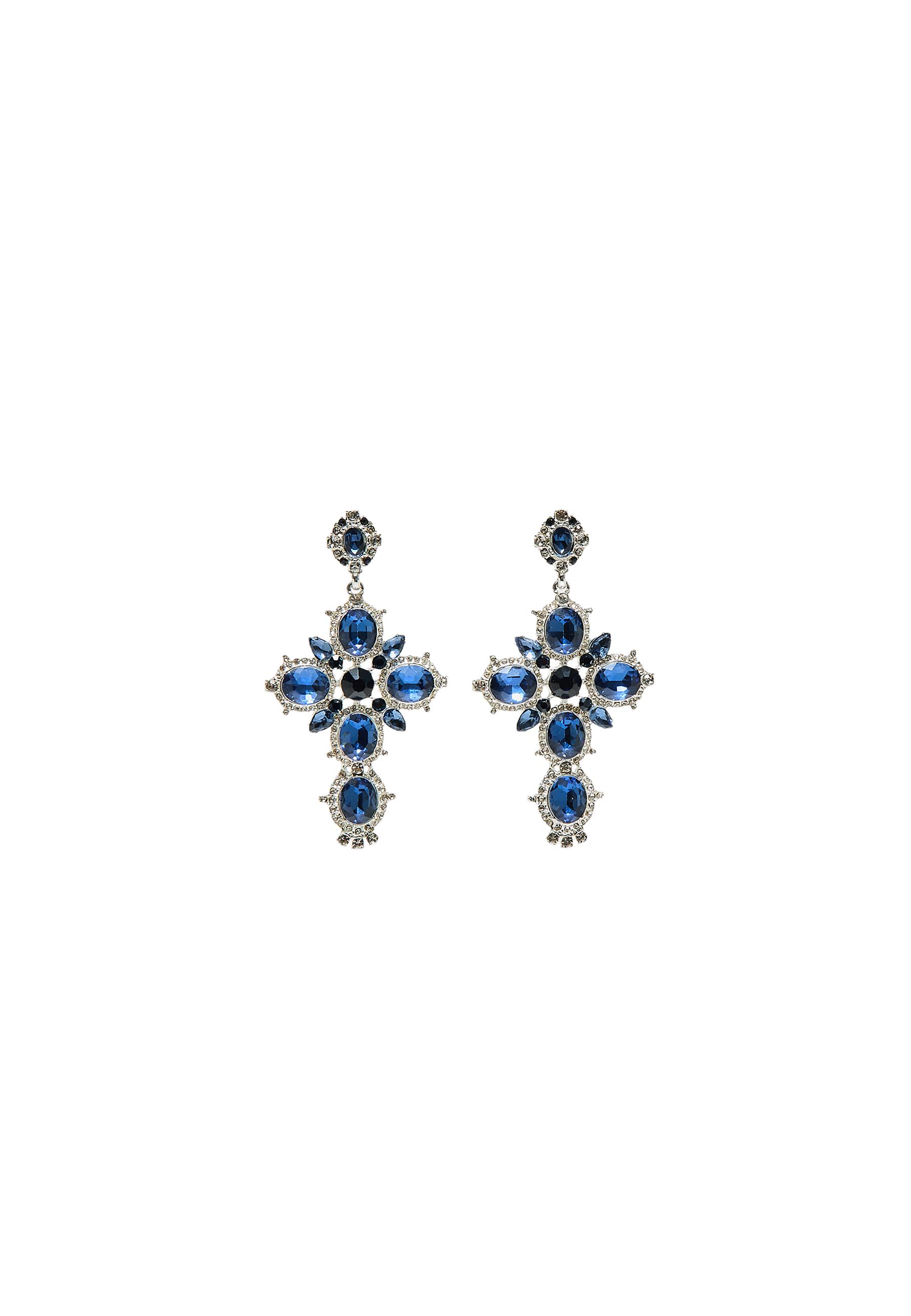 Jewelled cross earrings — Grey