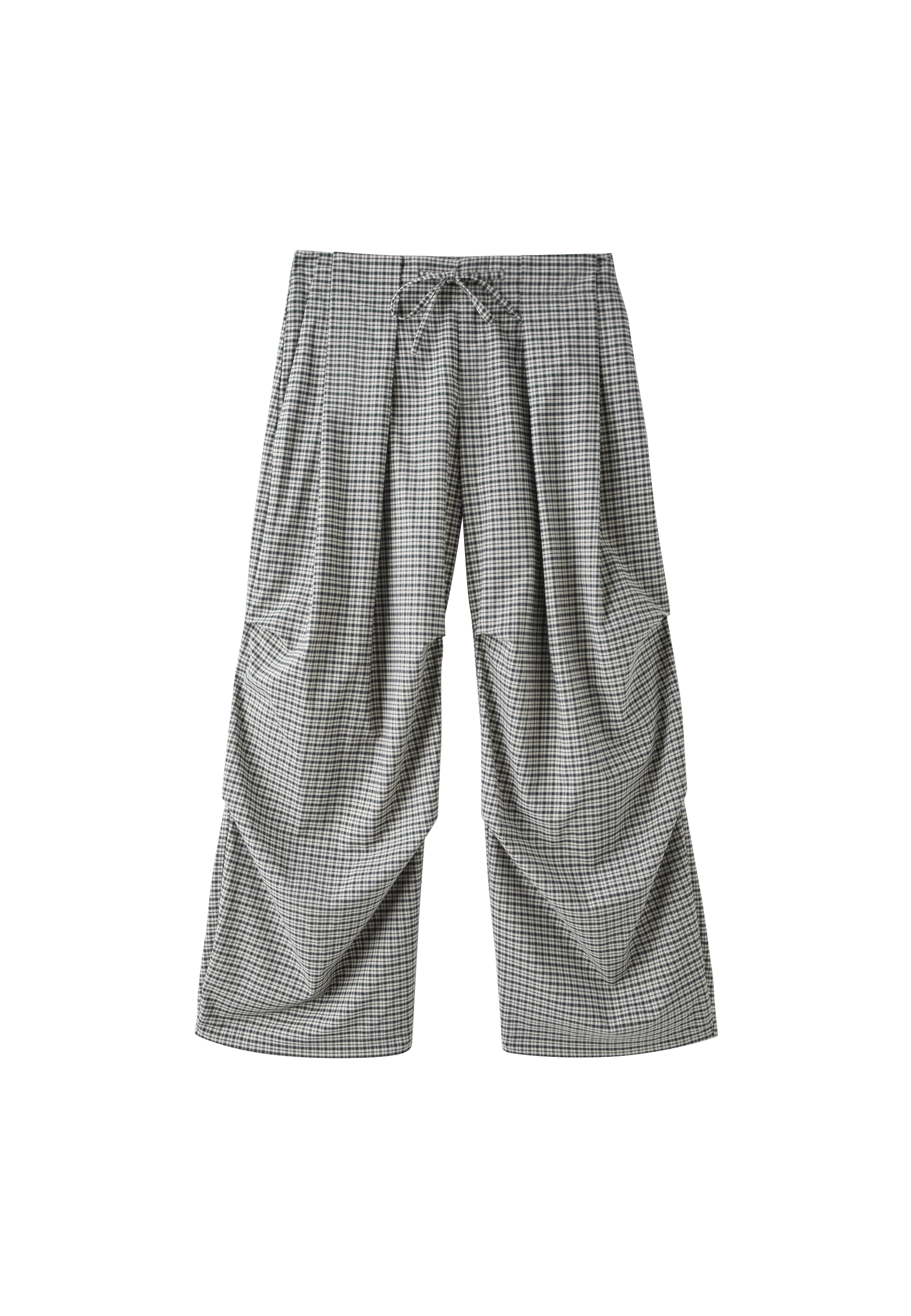 Technical check trousers with pleat detail — Black