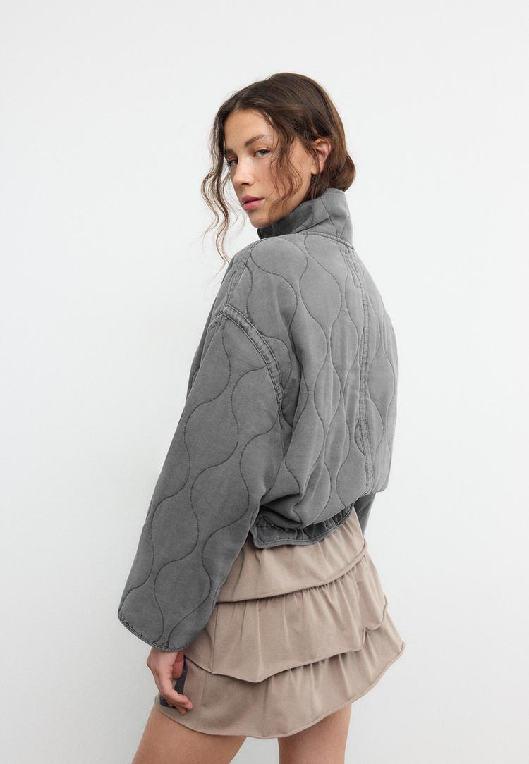 Stradivarius Καπιτονέ Μπουφάν Ανθρακί L φωτογραφία