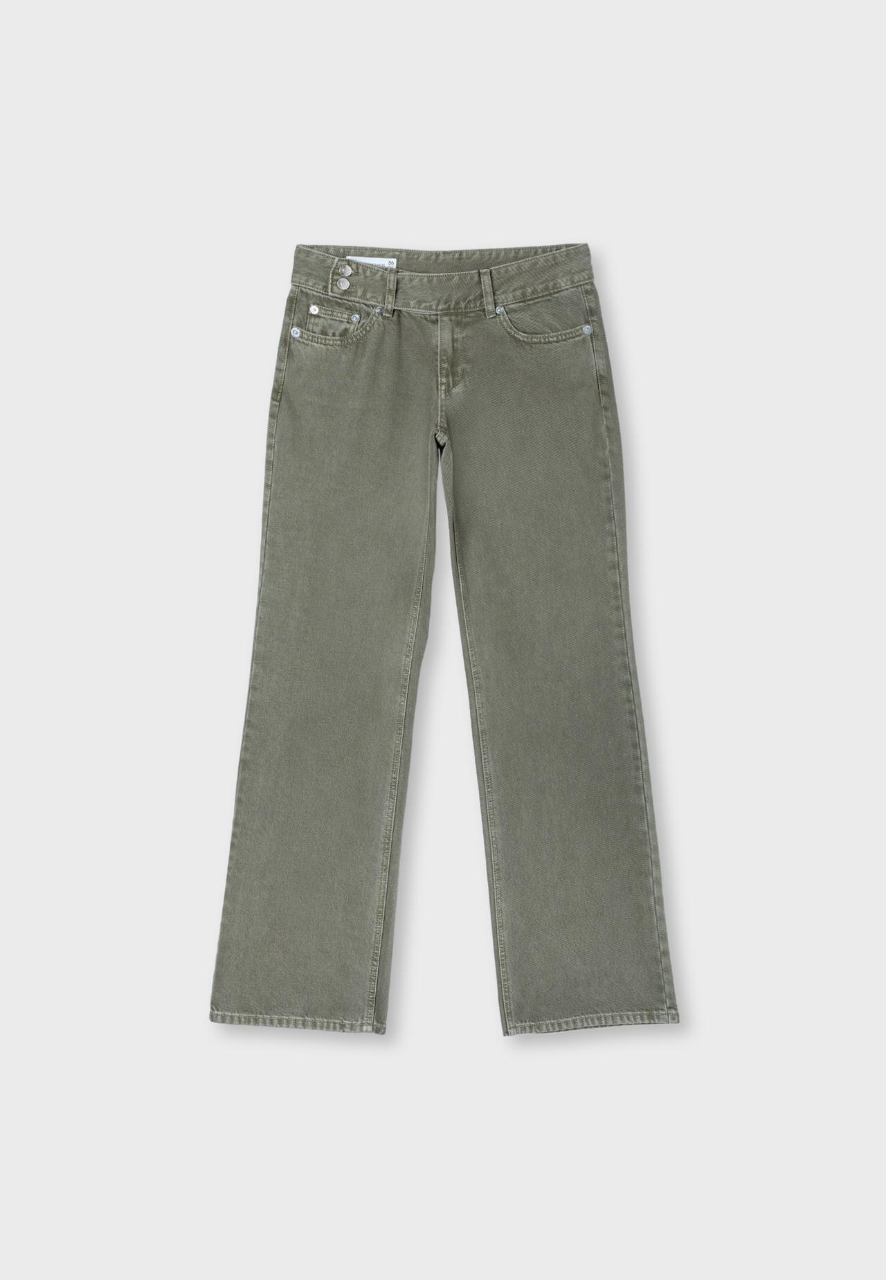 Low-rise straight jeans with hammer waist — Khaki