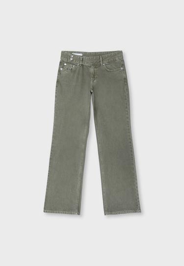 Low-rise straight jeans with hammer waist — Khaki 7