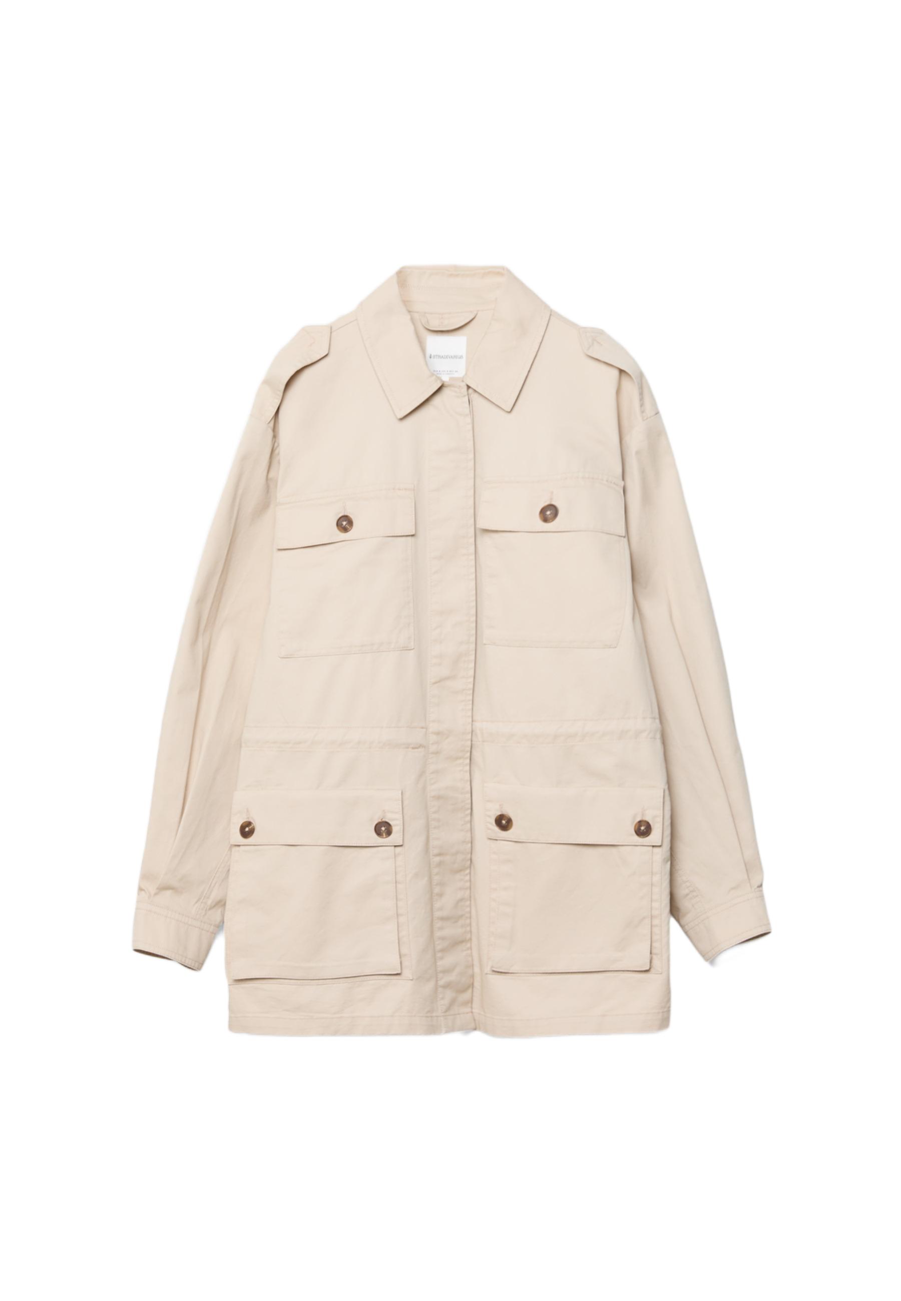 Cotton parka with pockets — Stone