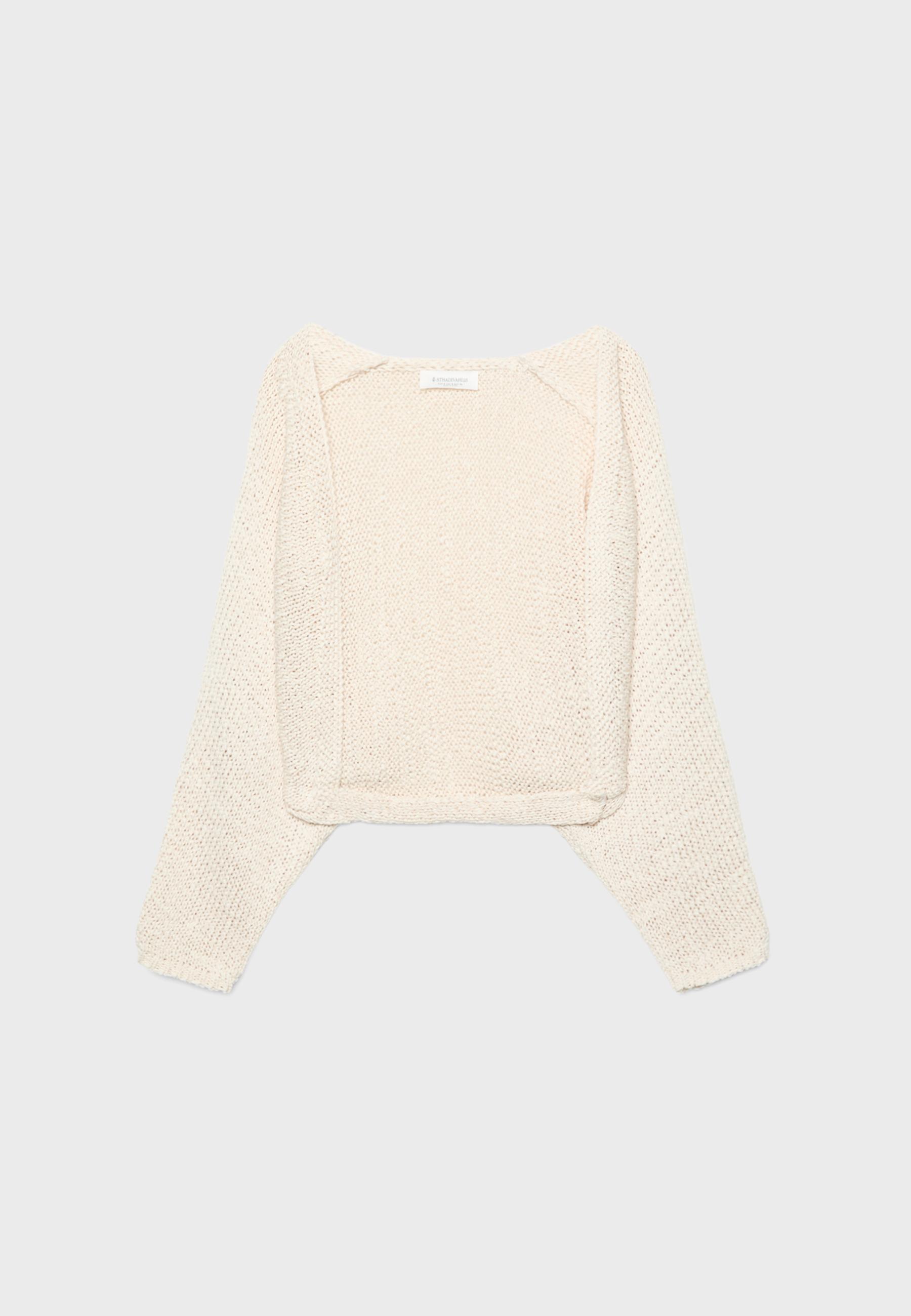 Triko hırka yarasa kollu kurdeleli