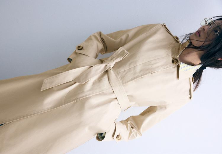 trench comprido de abotoadura simples