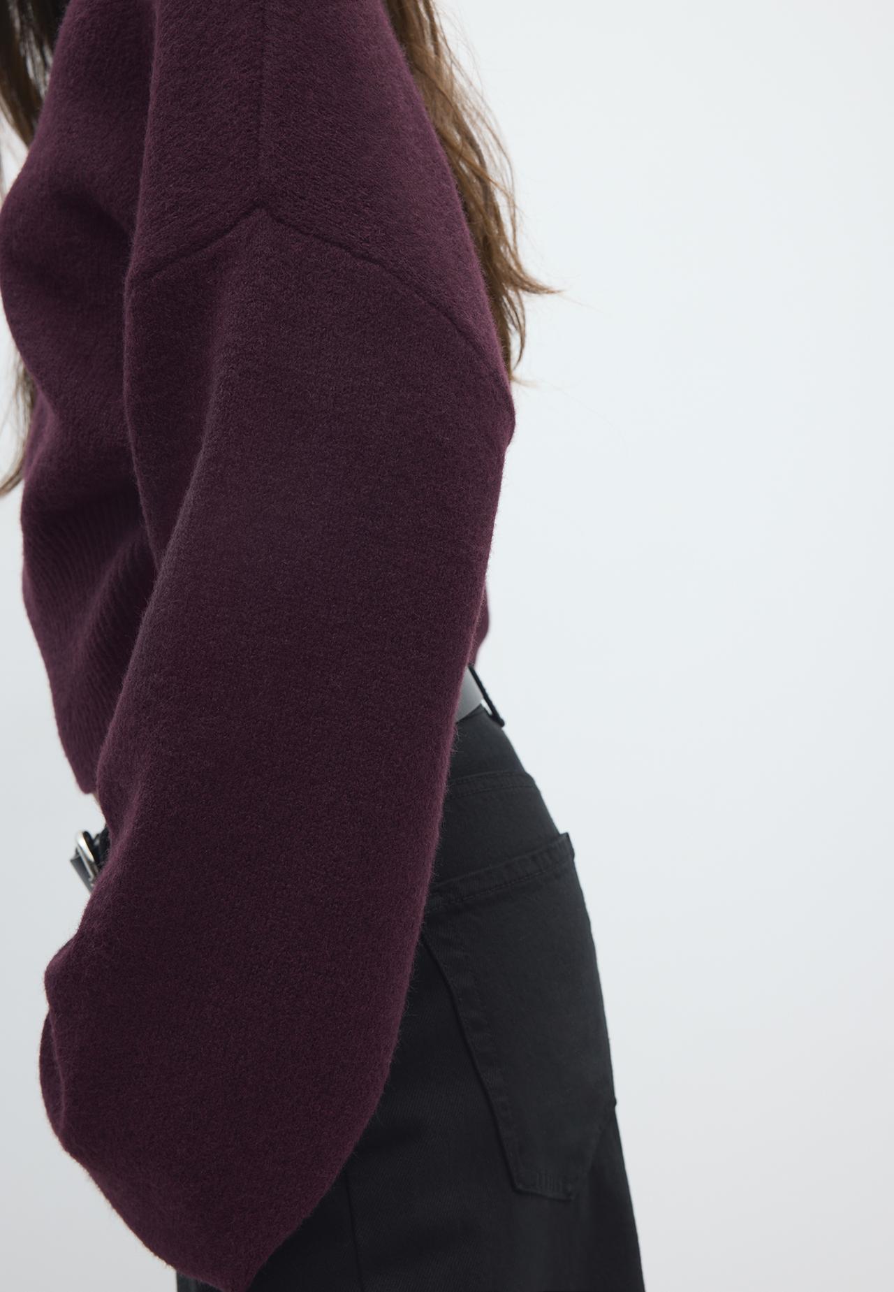 Soft knit sash-detail jumper — AUBERGINE