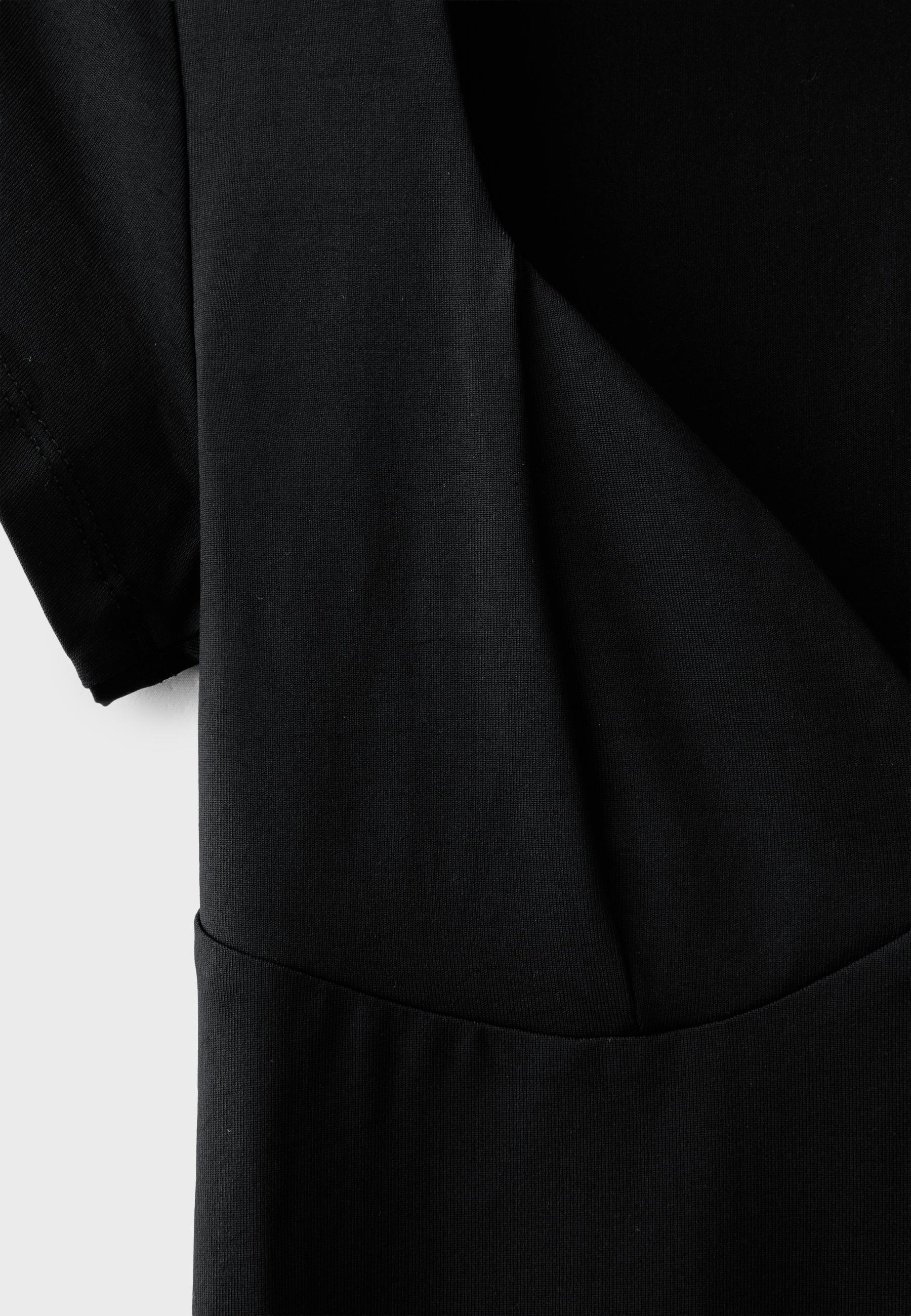 Polyamide V-neck cap sleeve T-shirt — Black