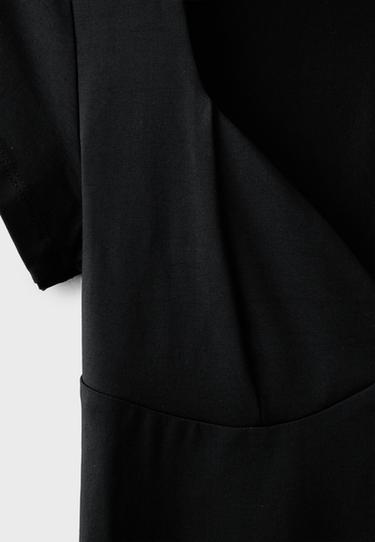 Polyamide V-neck cap sleeve T-shirt — Black 8