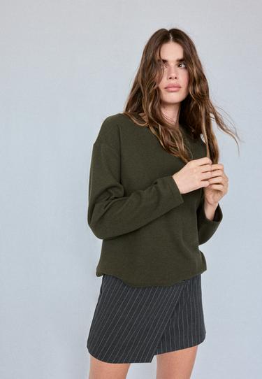 Knit round neck T-shirt — Khaki 2