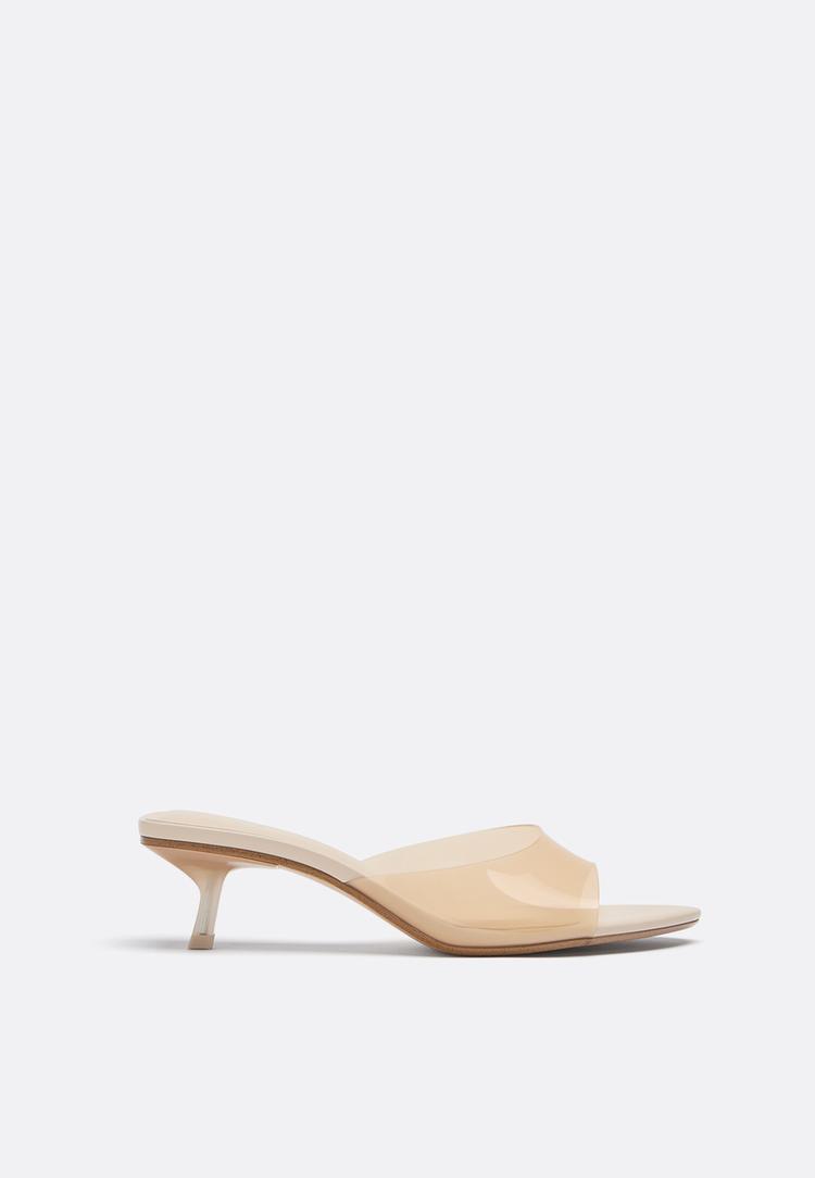 Mule-Sandalen mit Vinyl-Absatz BEIGE 39