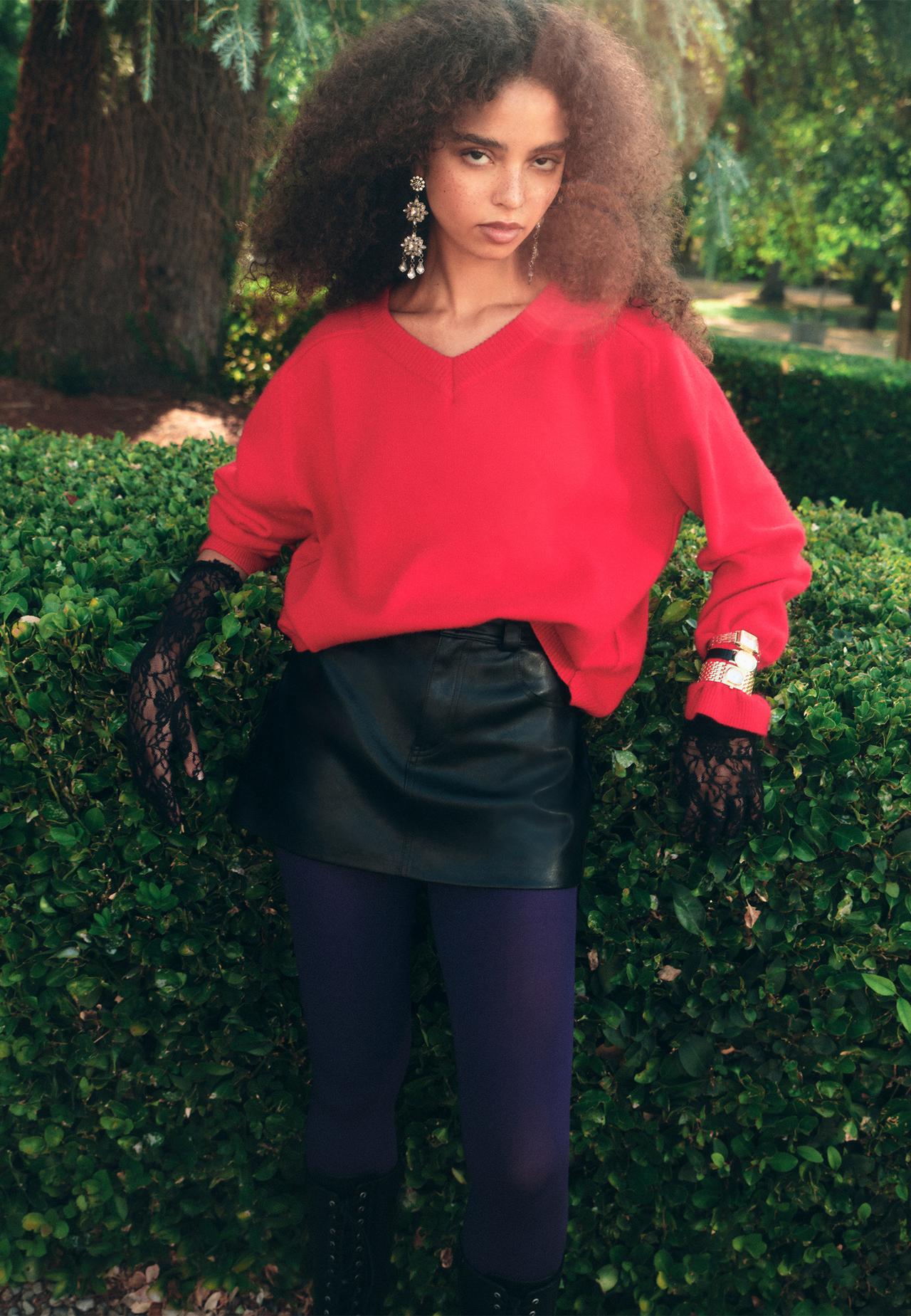 D62 leather effect skort — Black