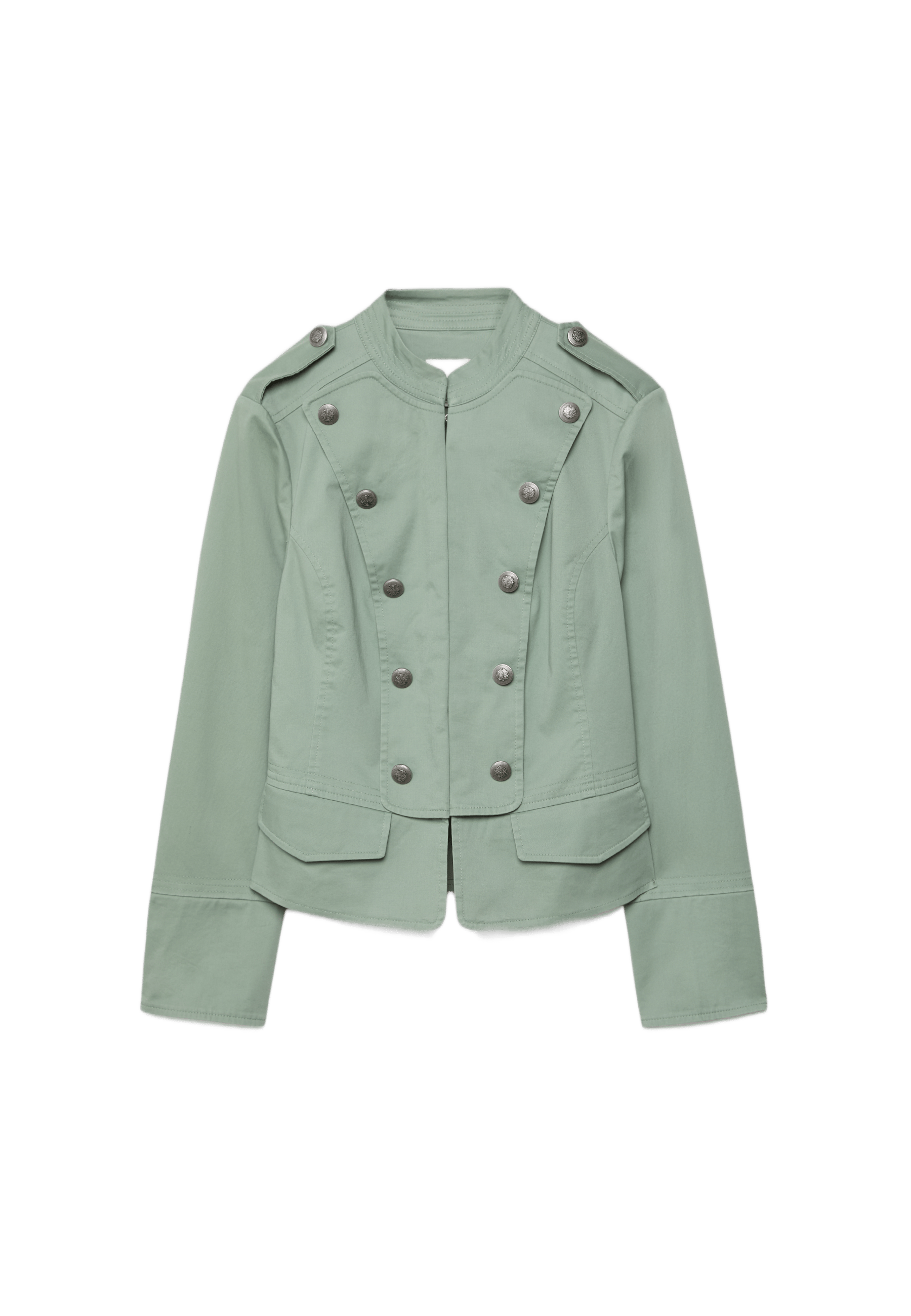 Stand collar buttoned blazer — Khaki