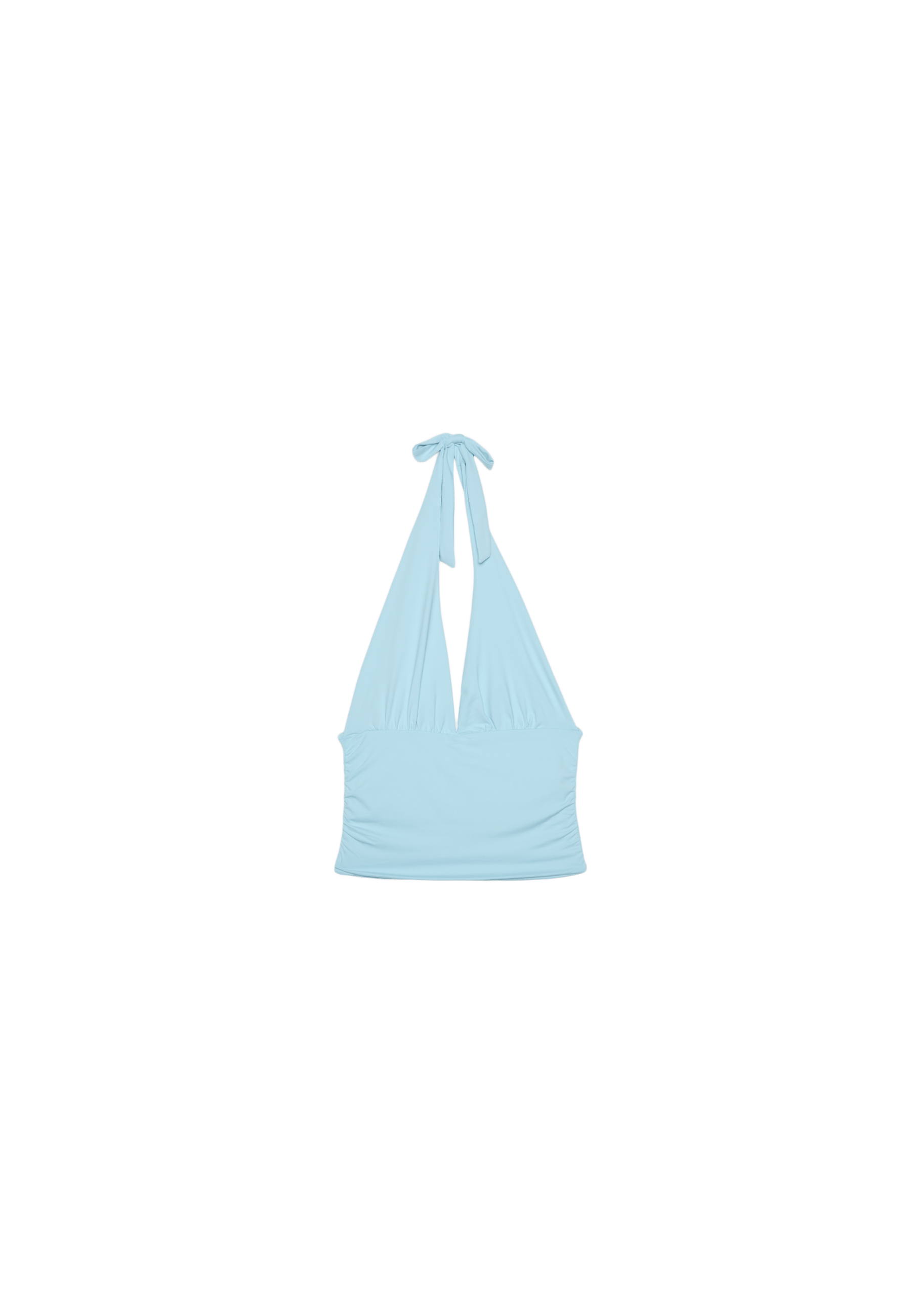 Ruched halter top with neck tie — Turquoise