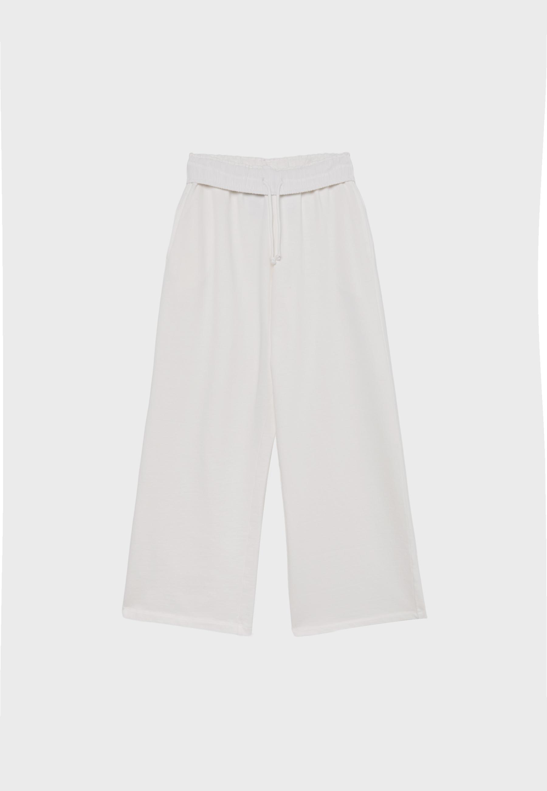 Washed effect straight-leg jogger trousers — Ecru