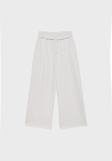 Washed-effect straight jogger trousers — Ecru 7