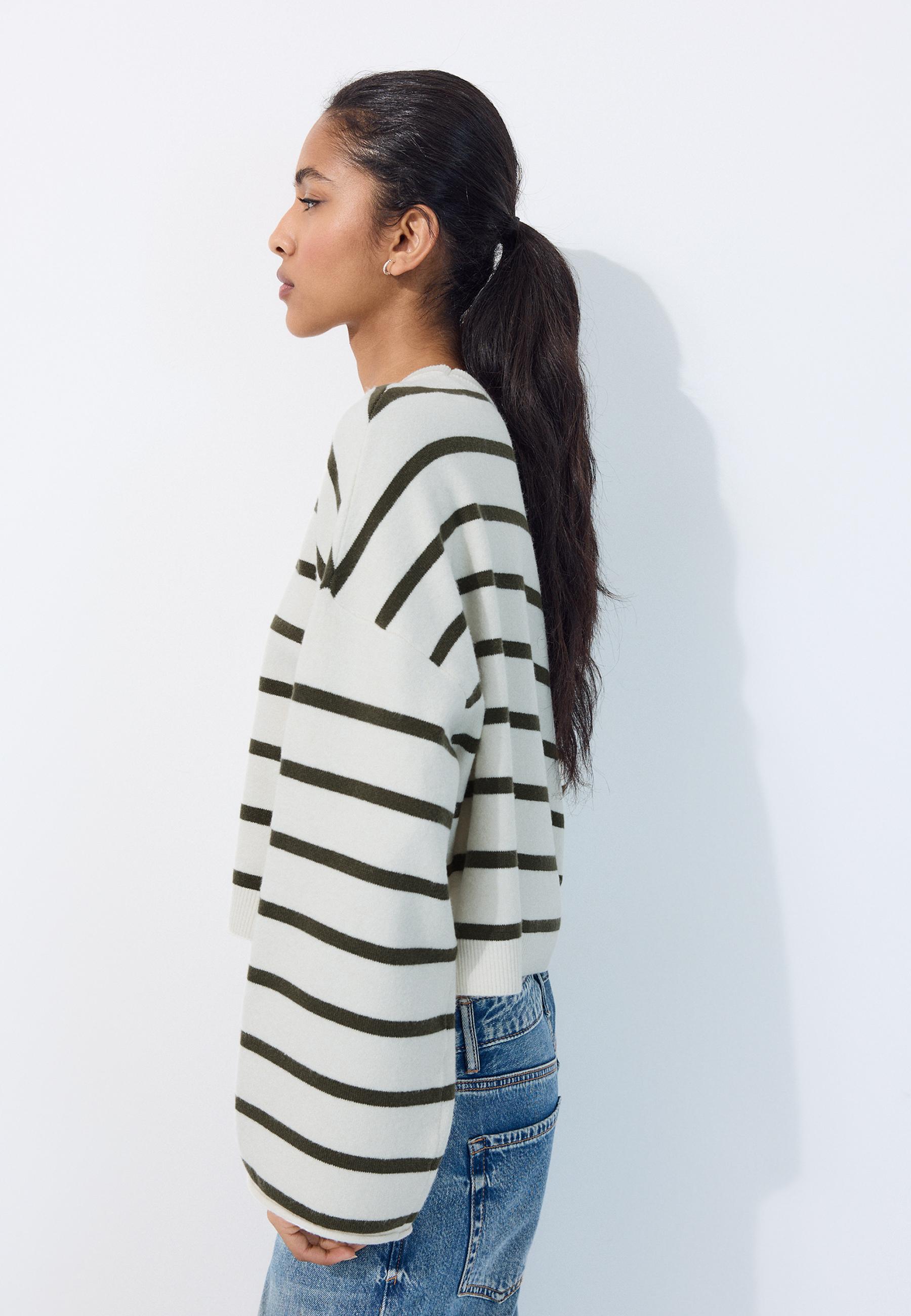 Wide sleeve cropped knit jumper — Vanilla