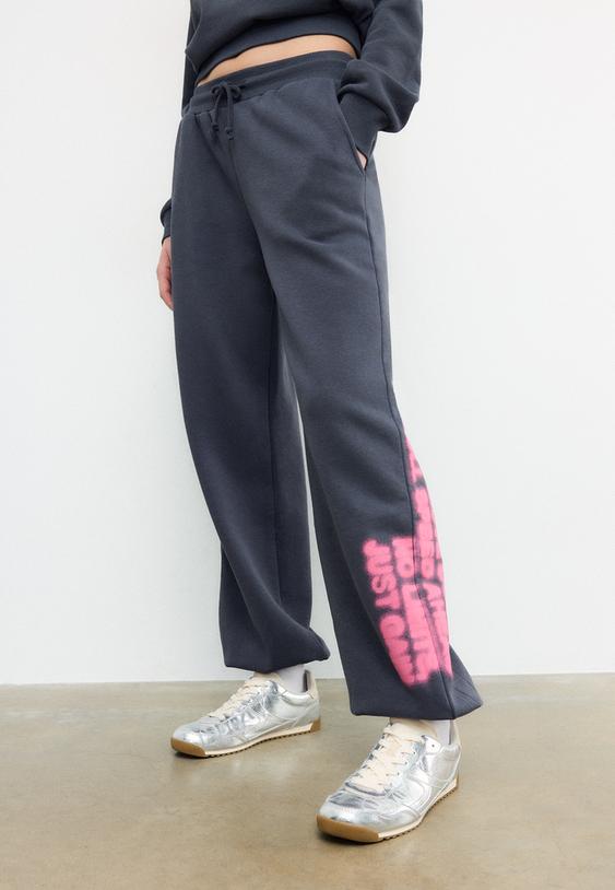 Stradivarius Baggy Positional Jogger Trousers Dark Grey Xs