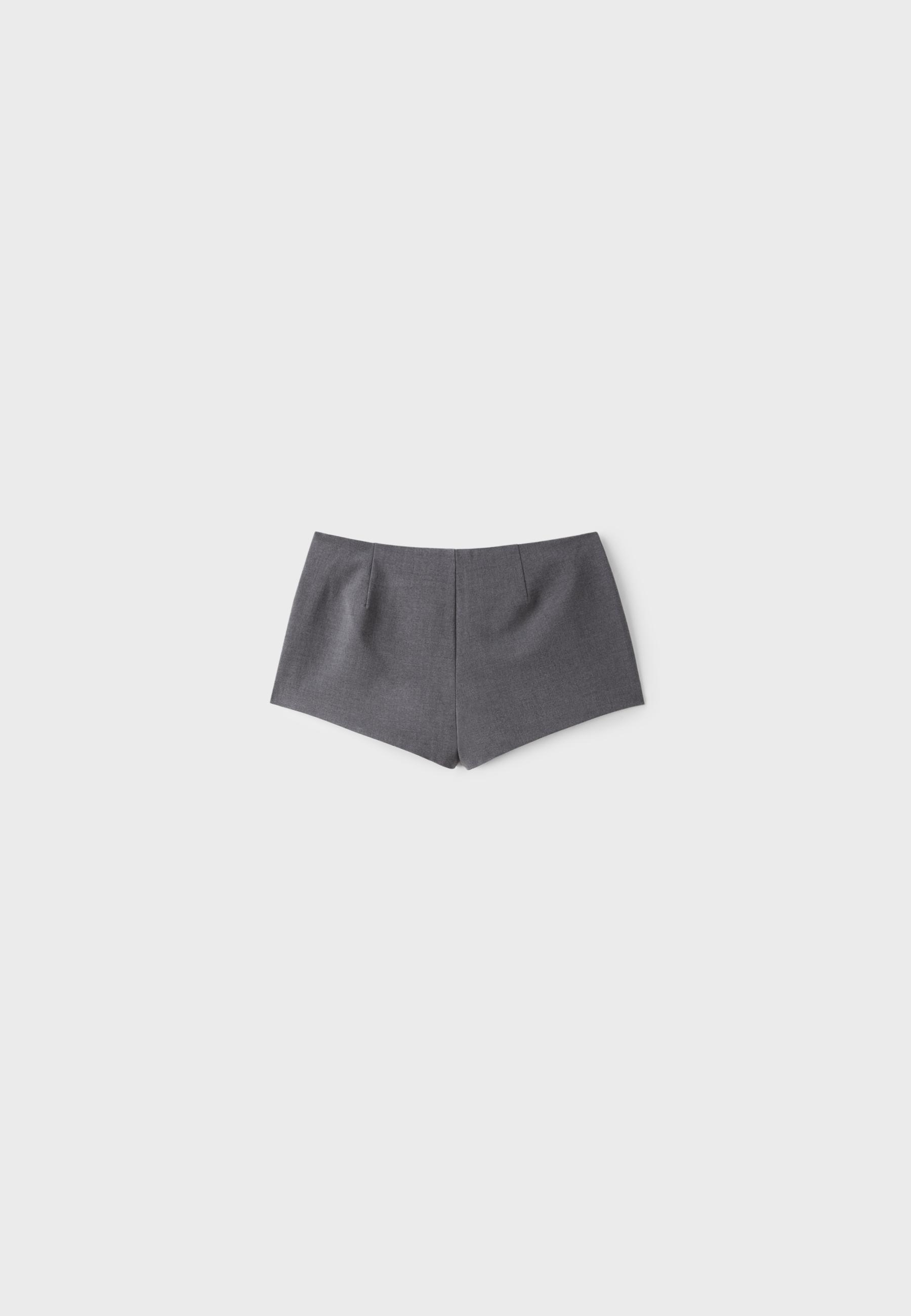Button-detail micro shorts — Dark grey