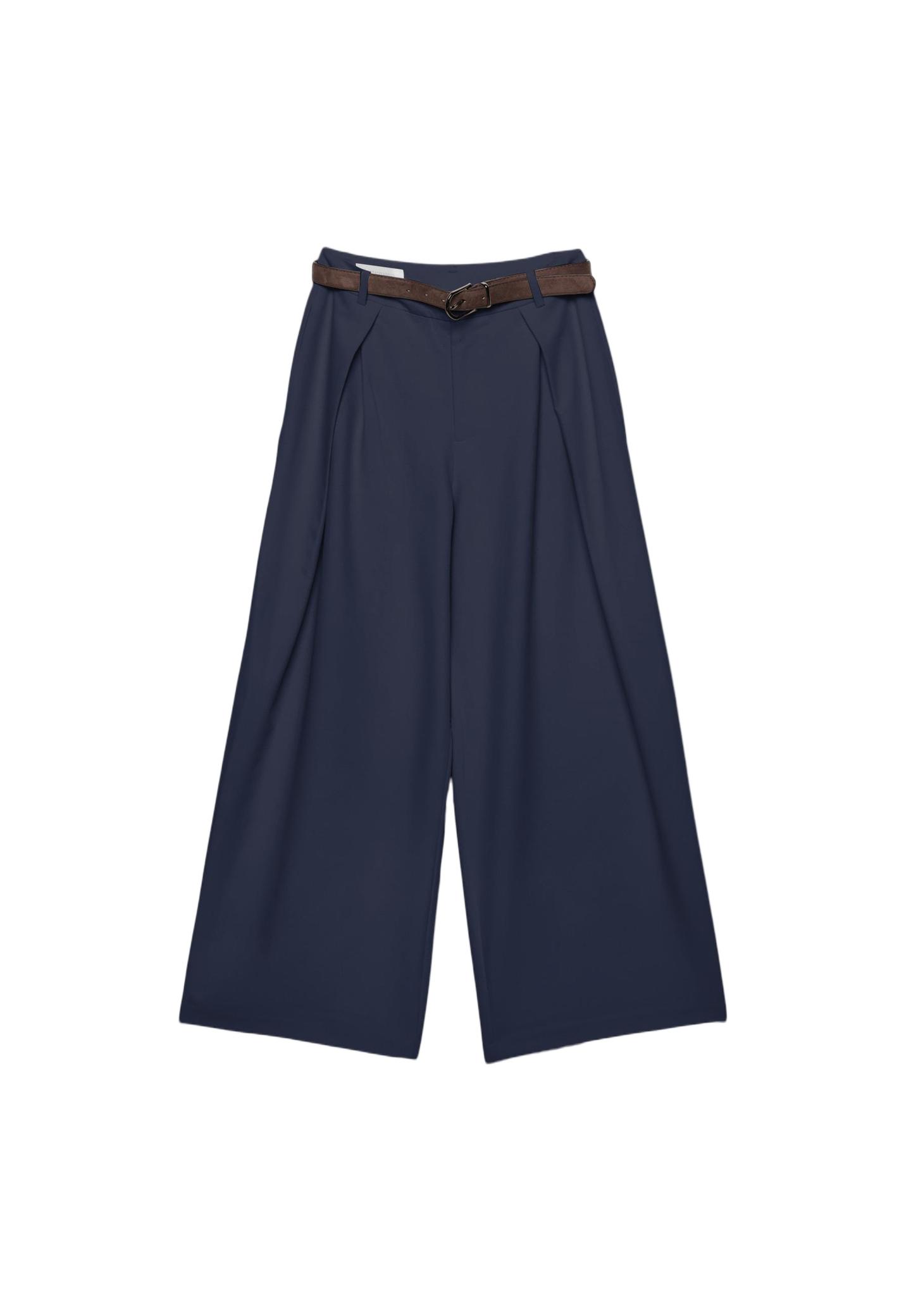 Maxi pensli kemerli pantolon - Görsel 9