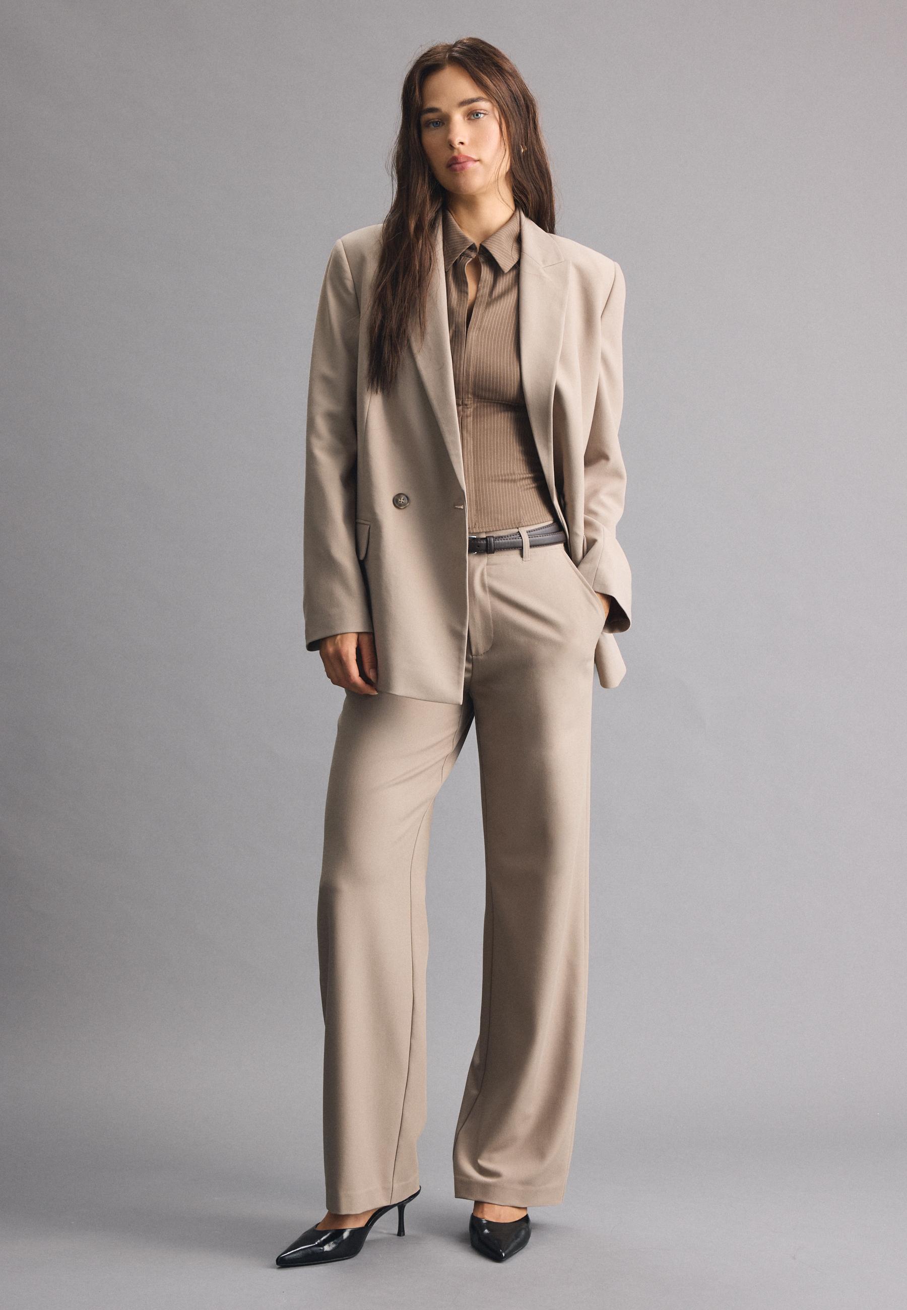 Stradivarius Düğmeli düz blazer ceket görsel 5